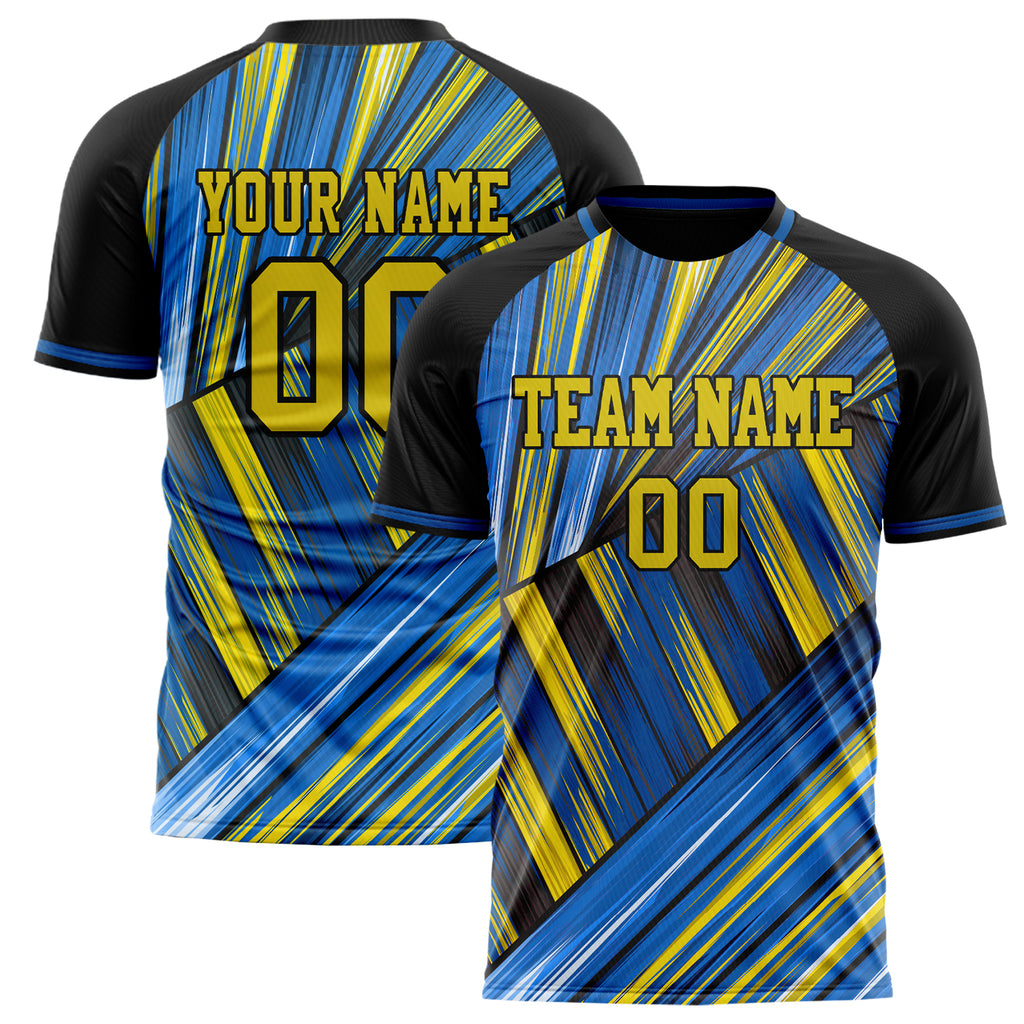Personalized Gold & Blue Pattern Soccer Jersey