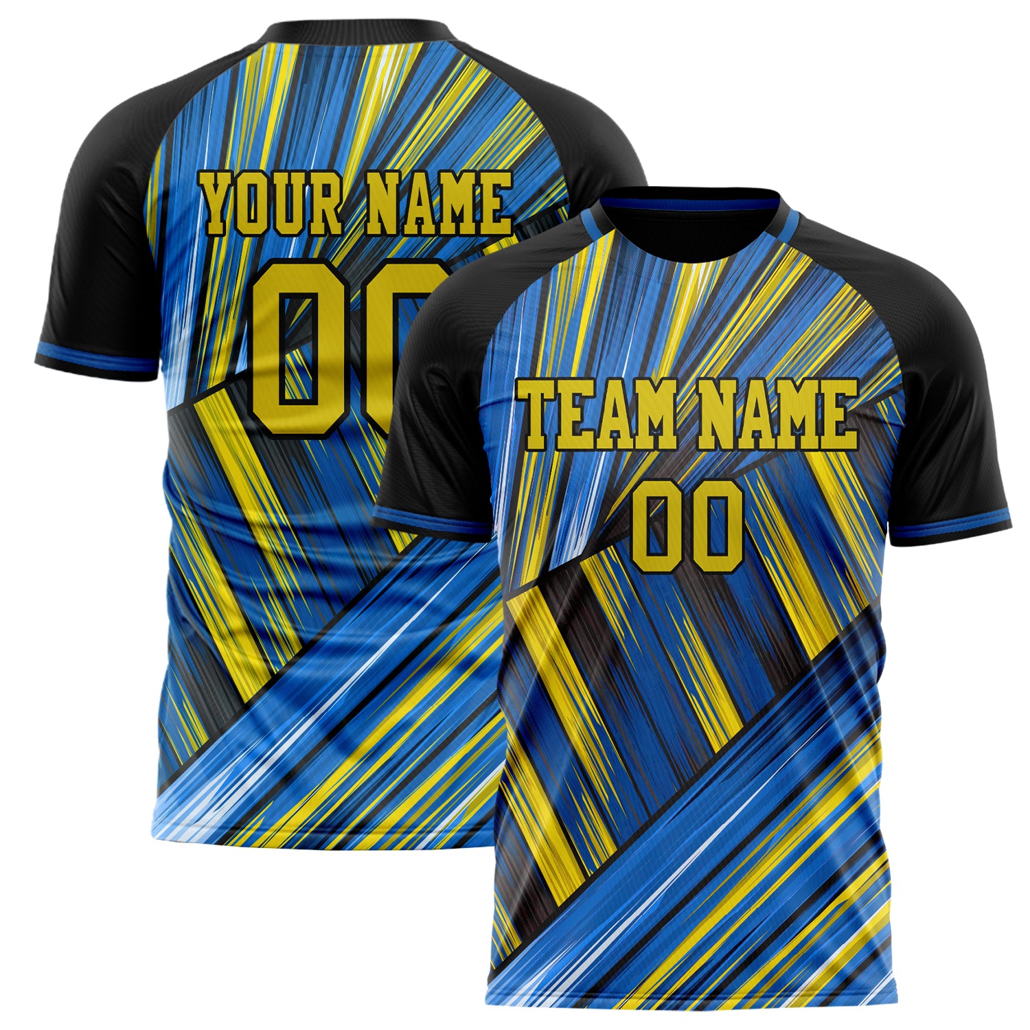 Personalized Gold & Blue Pattern Soccer Jersey