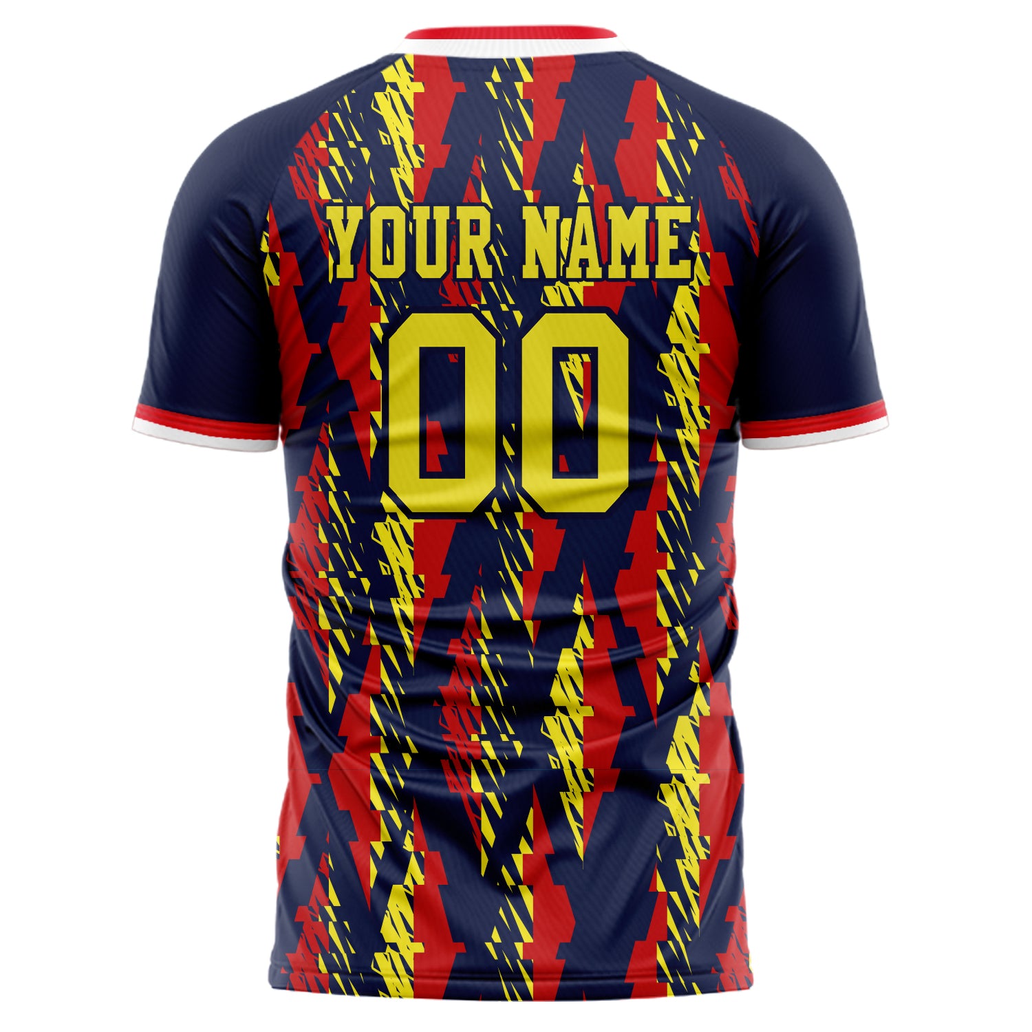 Personalized Navy & Red Pattern Soccer Jersey