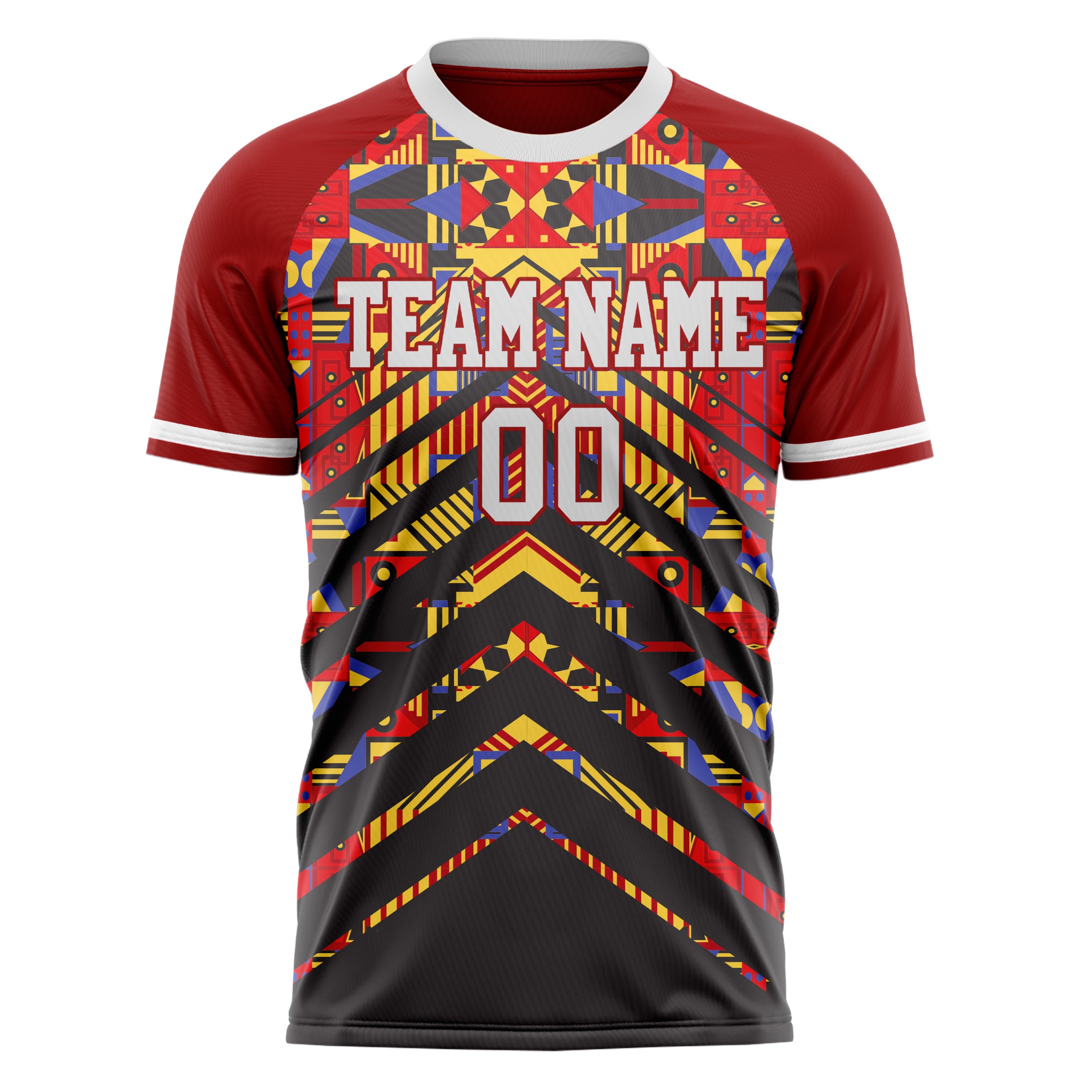 Personalized Red & Black Pattern Soccer Jersey