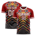 Personalized Red & Black Pattern Soccer Jersey