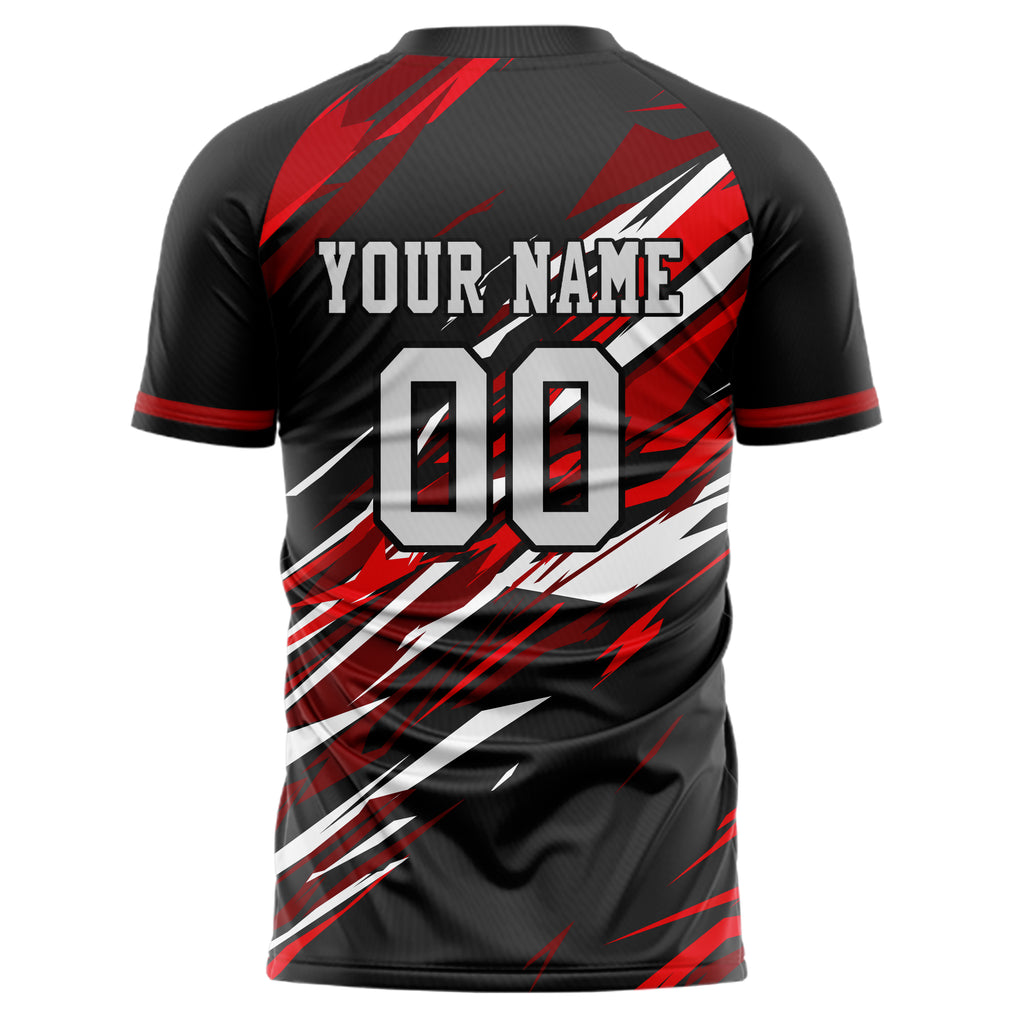 Personalized Black & Red Pattern Soccer Jersey