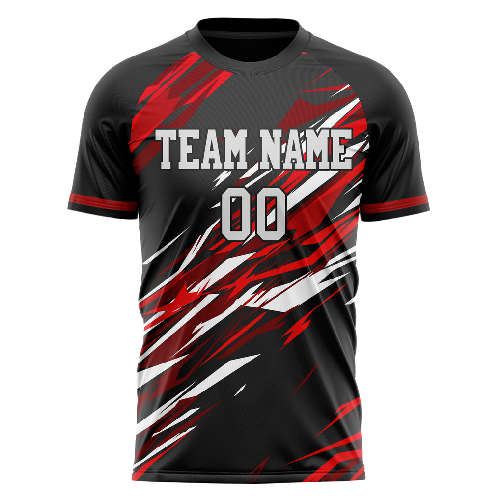 Personalized Black & Red Pattern Soccer Jersey