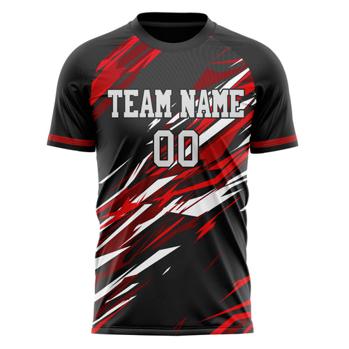 Personalized Black & Red Pattern Soccer Jersey
