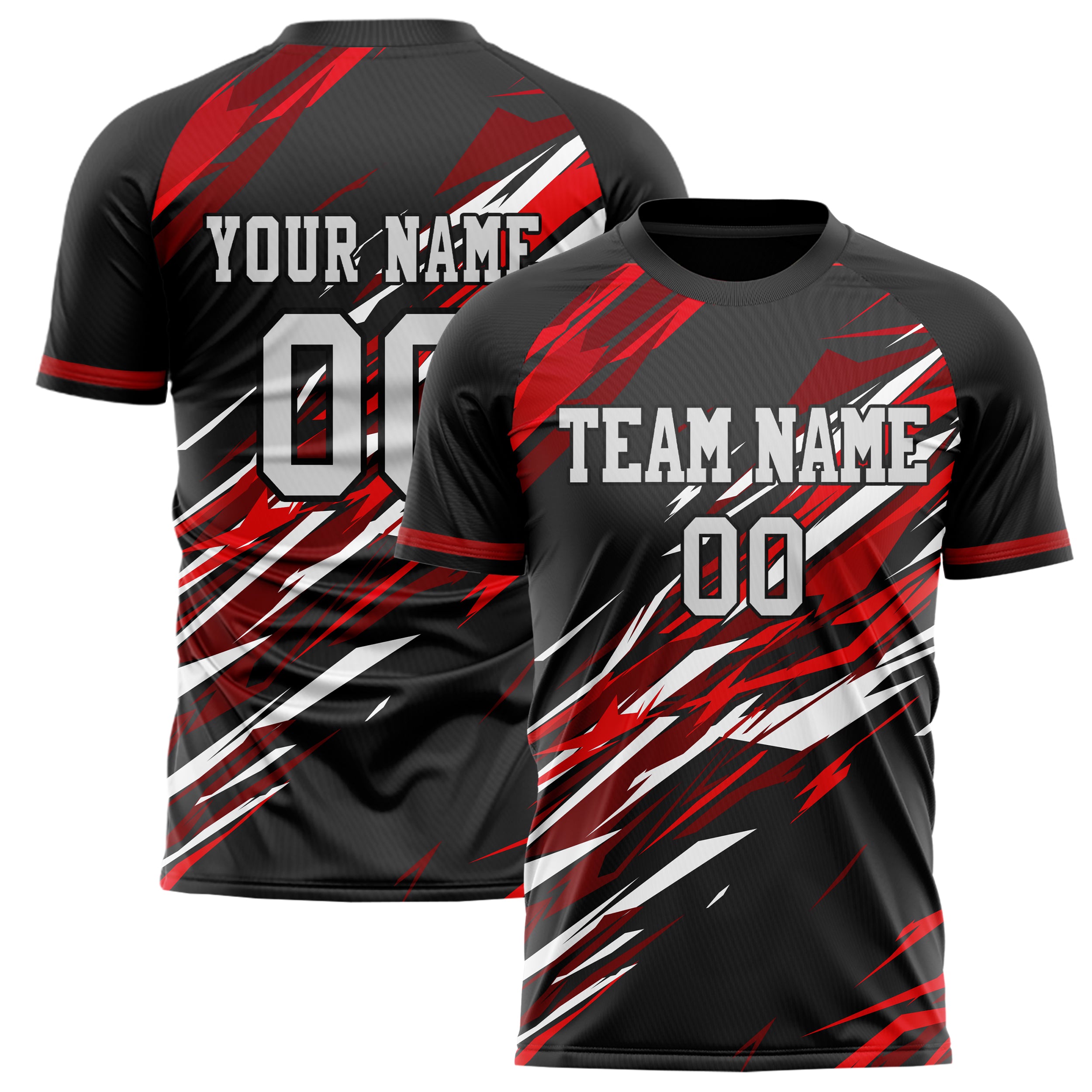Personalized Black & Red Pattern Soccer Jersey