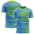 Personalized Light Blue & Neon Green Pattern Soccer Jersey
