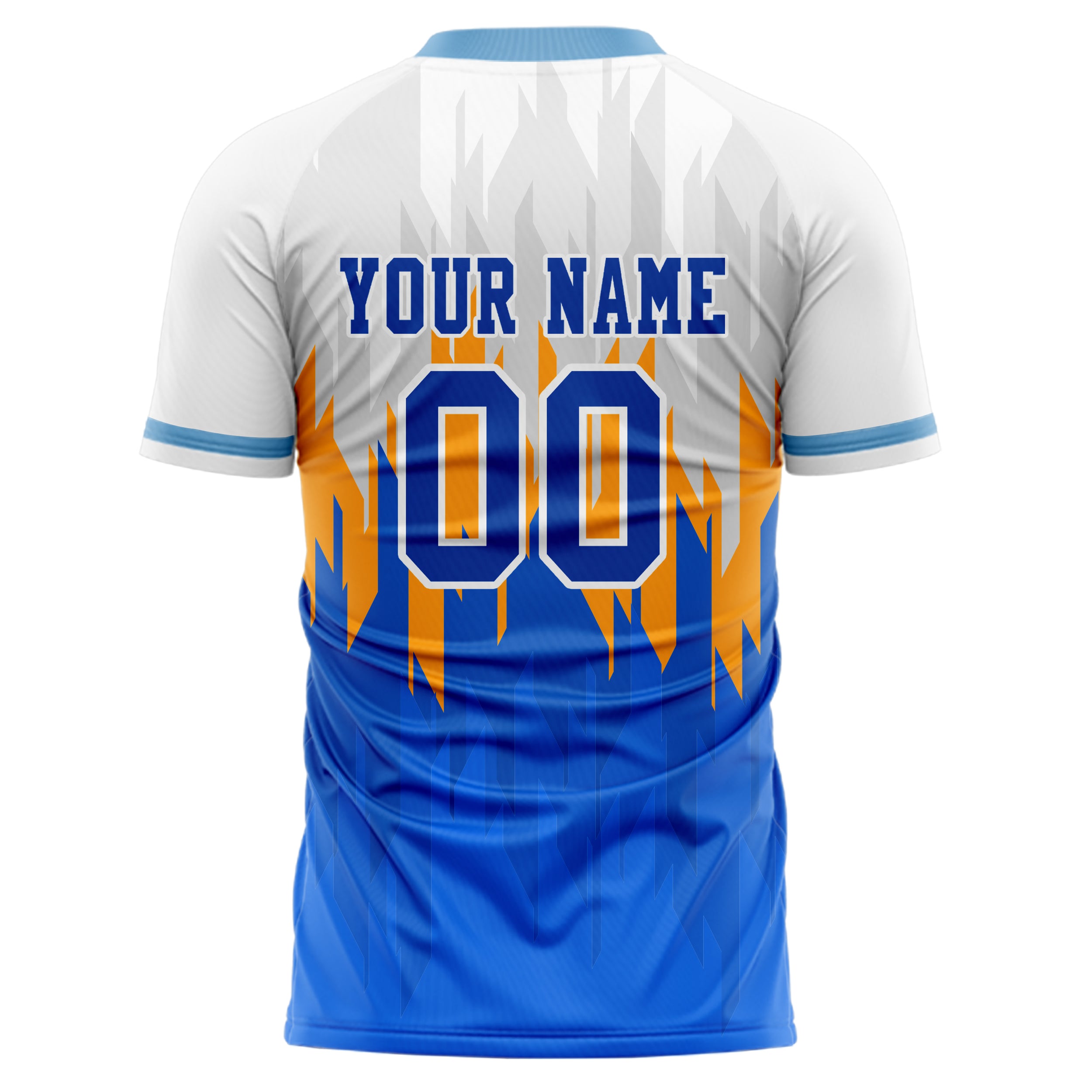 Personalized White & Blue Pattern Soccer Jersey