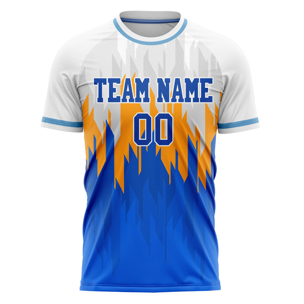 Personalized White & Blue Pattern Soccer Jersey