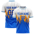 Personalized White & Blue Pattern Soccer Jersey