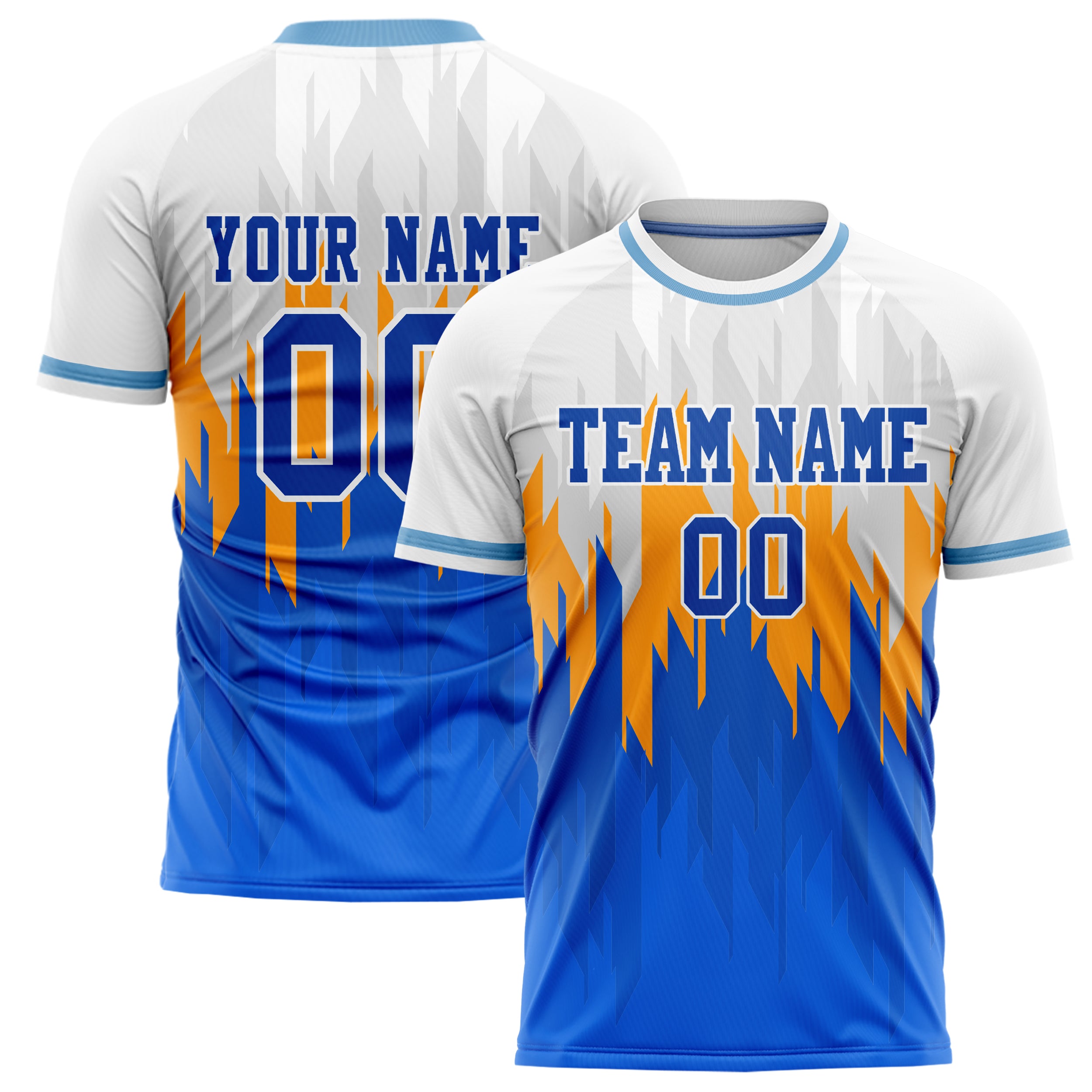 Personalized White & Blue Pattern Soccer Jersey