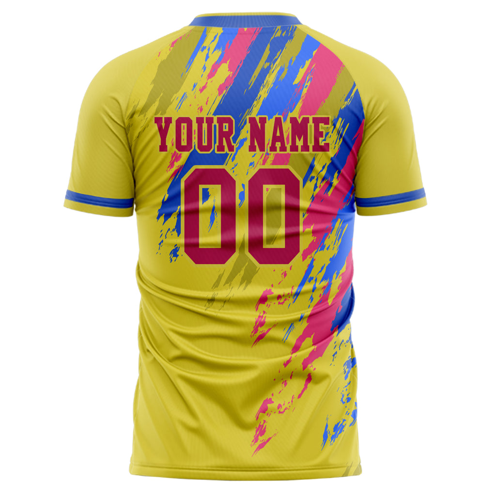 Personalized Yellow & Blue Pattern Soccer Jersey