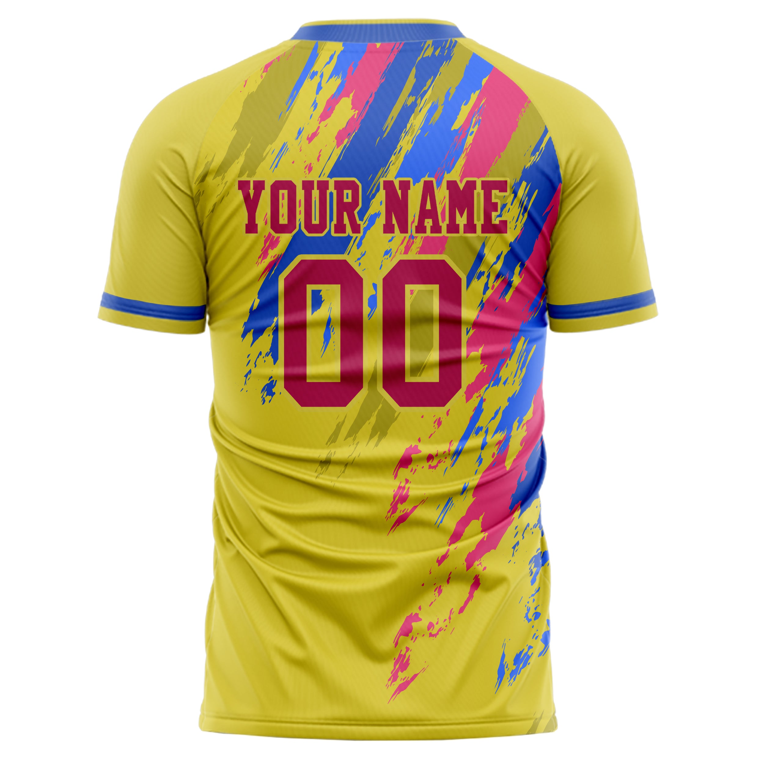 Personalized Yellow & Blue Pattern Soccer Jersey