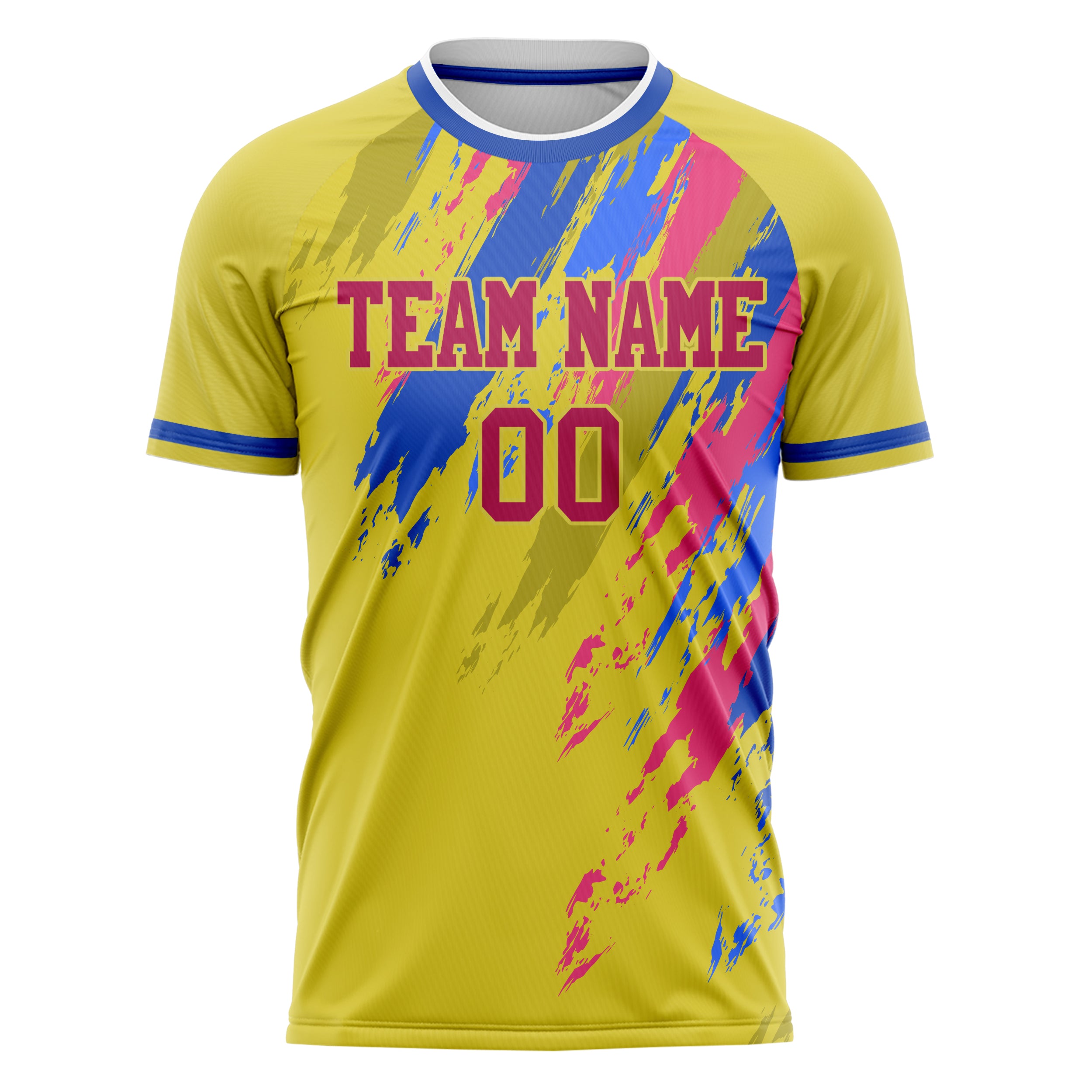 Personalized Yellow & Blue Pattern Soccer Jersey