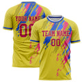 Personalized Yellow & Blue Pattern Soccer Jersey