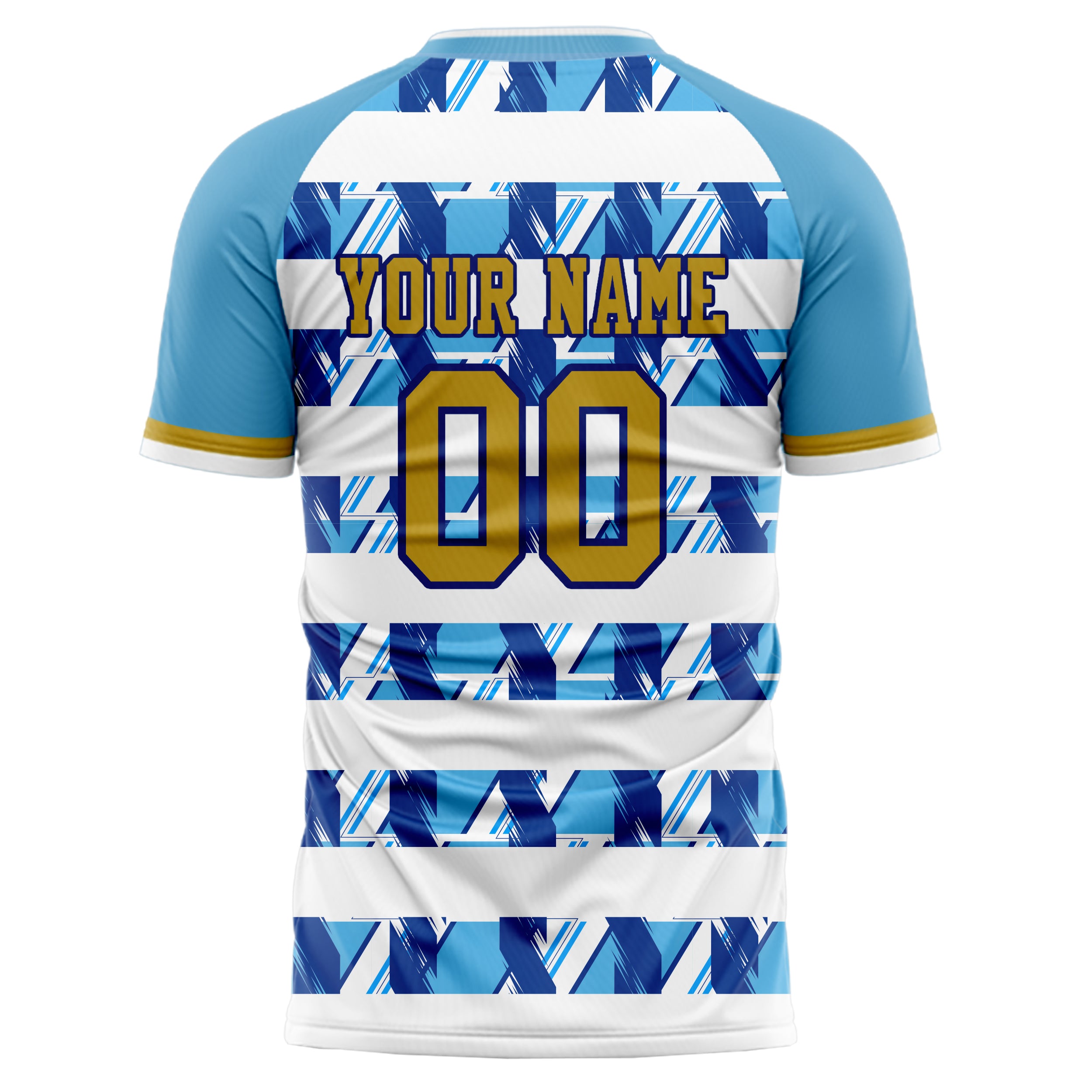 Personalized Light Blue & White Pattern Soccer Jersey