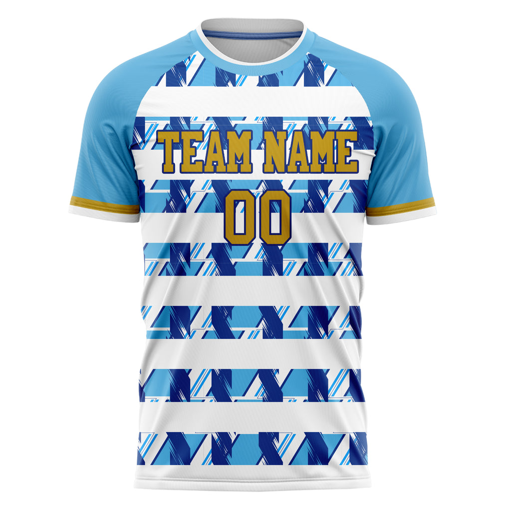 Personalized Light Blue & White Pattern Soccer Jersey