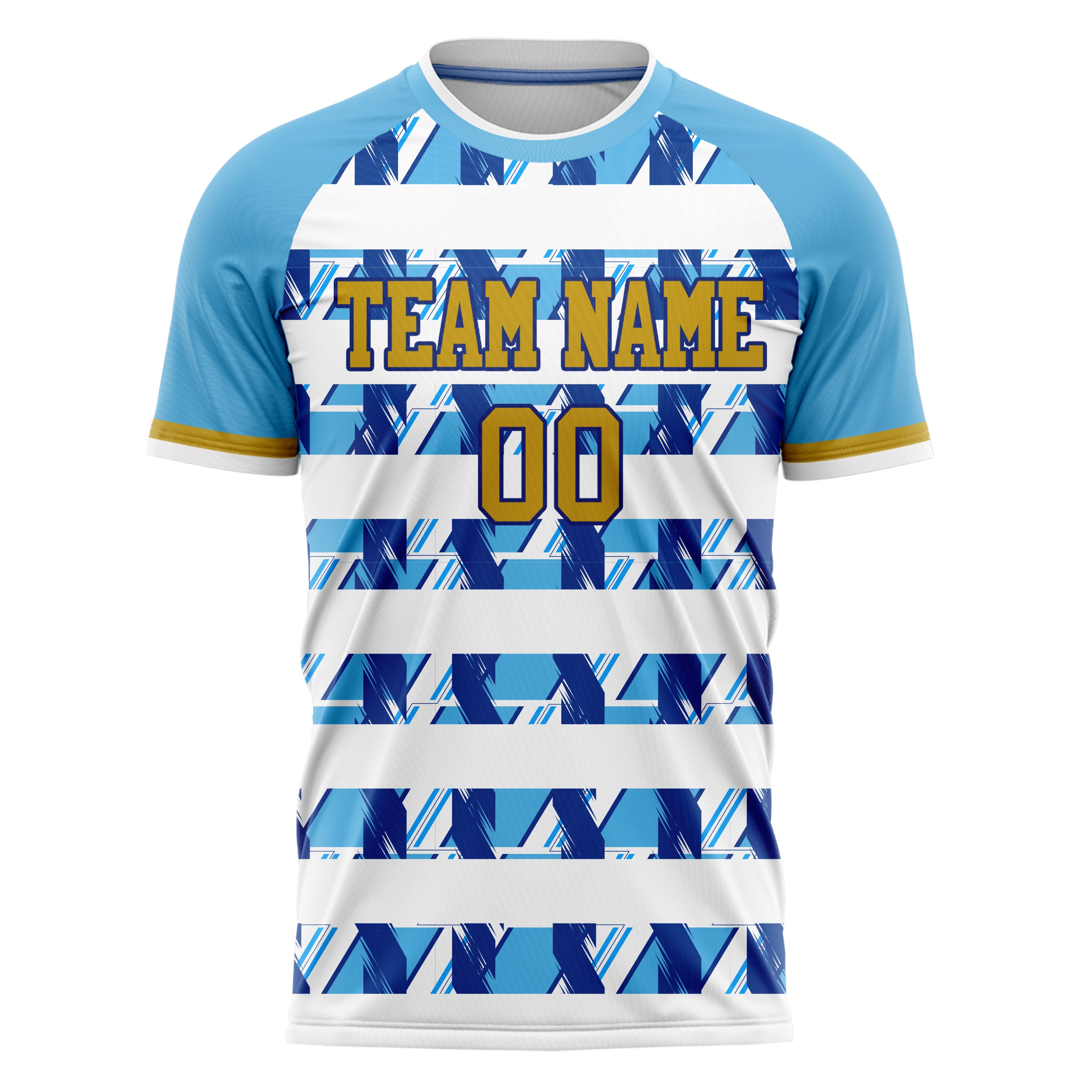 Personalized Light Blue & White Pattern Soccer Jersey