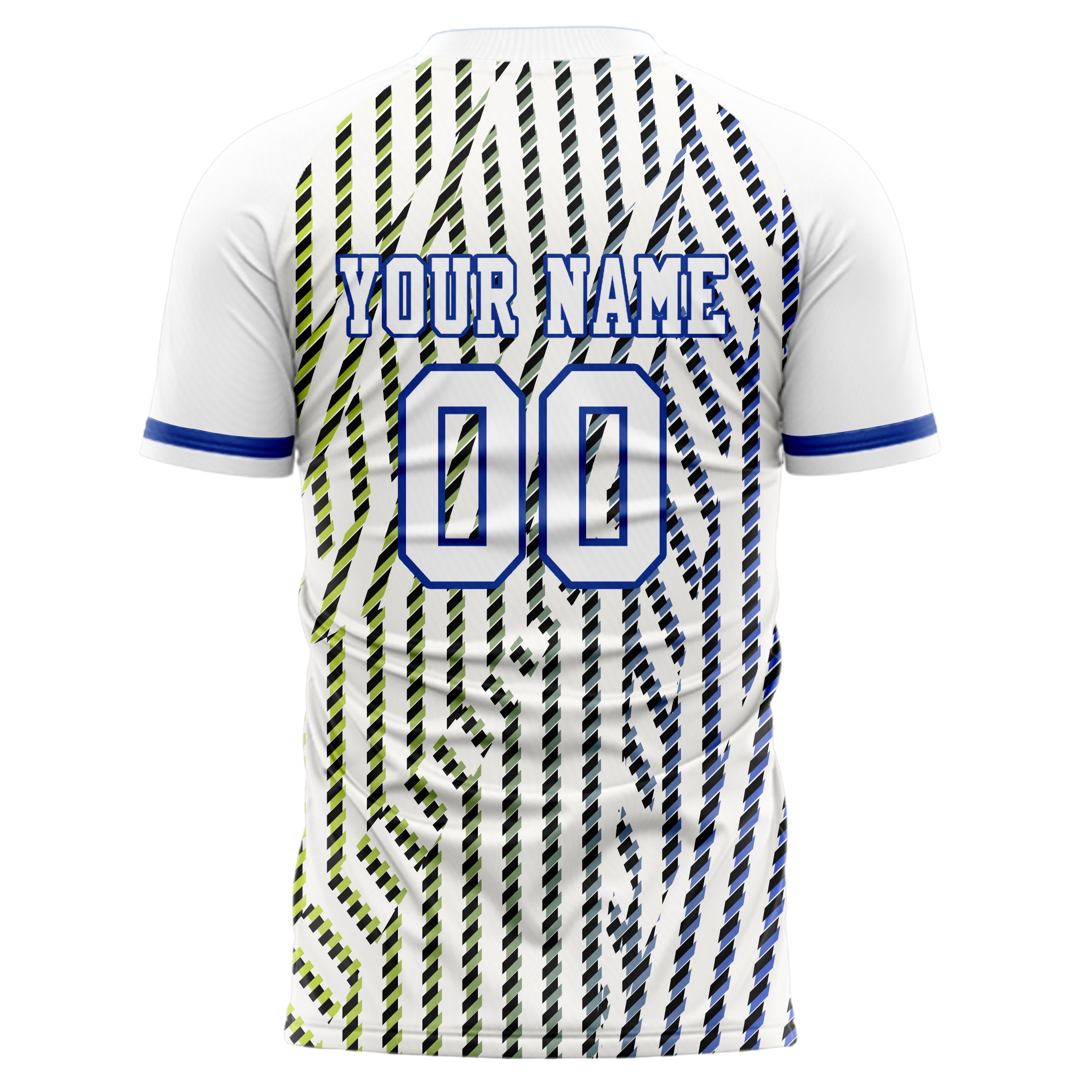 Personalized White & Blue Pattern Soccer Jersey