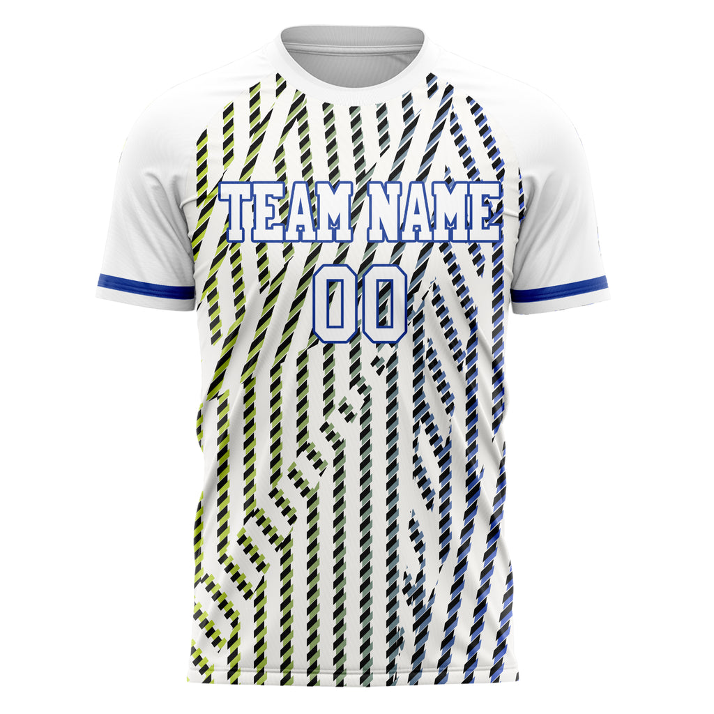 Personalized White & Blue Pattern Soccer Jersey