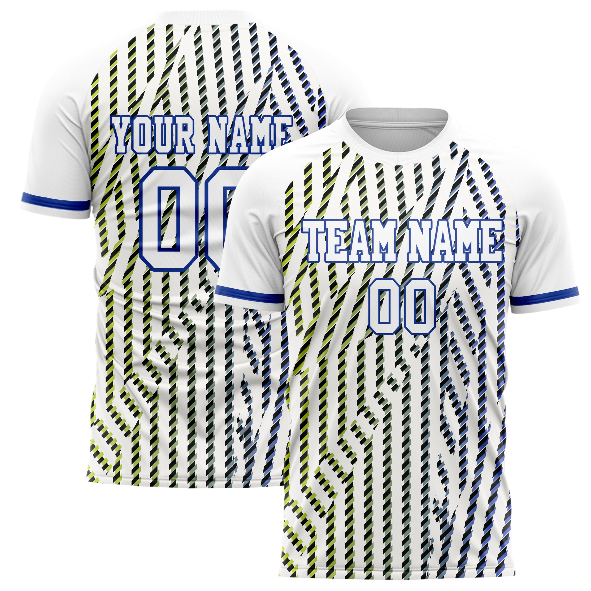 Personalized White & Blue Pattern Soccer Jersey
