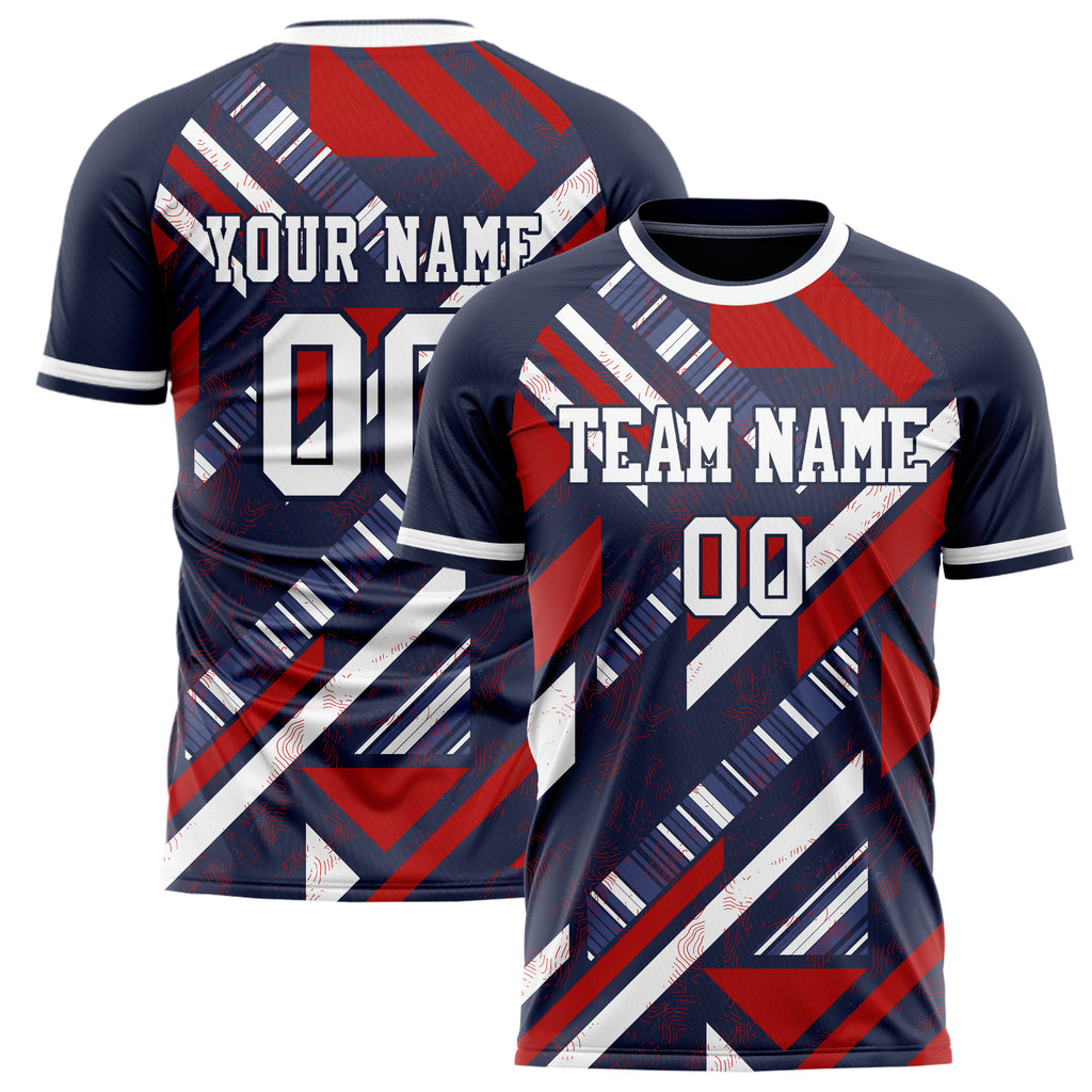 Personalized Navy & White Pattern Soccer Jersey