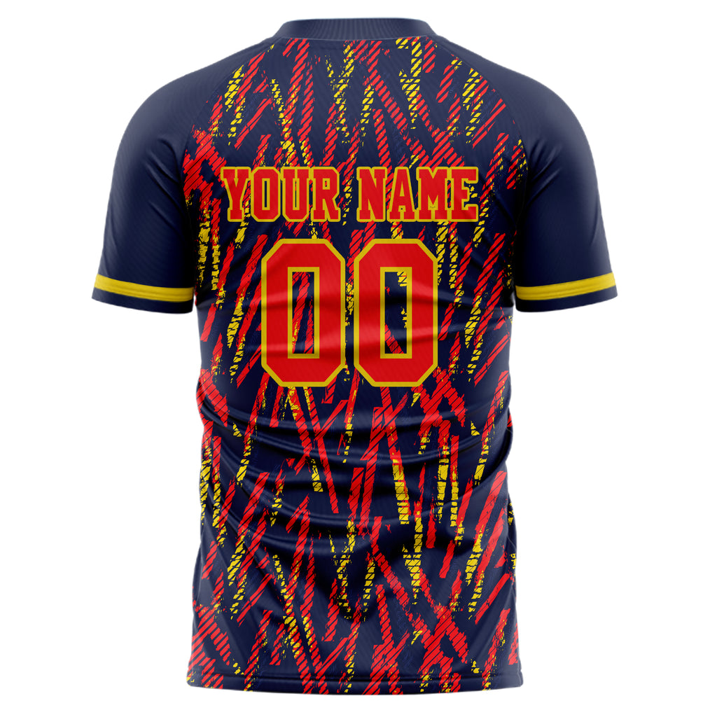 Personalized Navy & Red Pattern Soccer Jersey