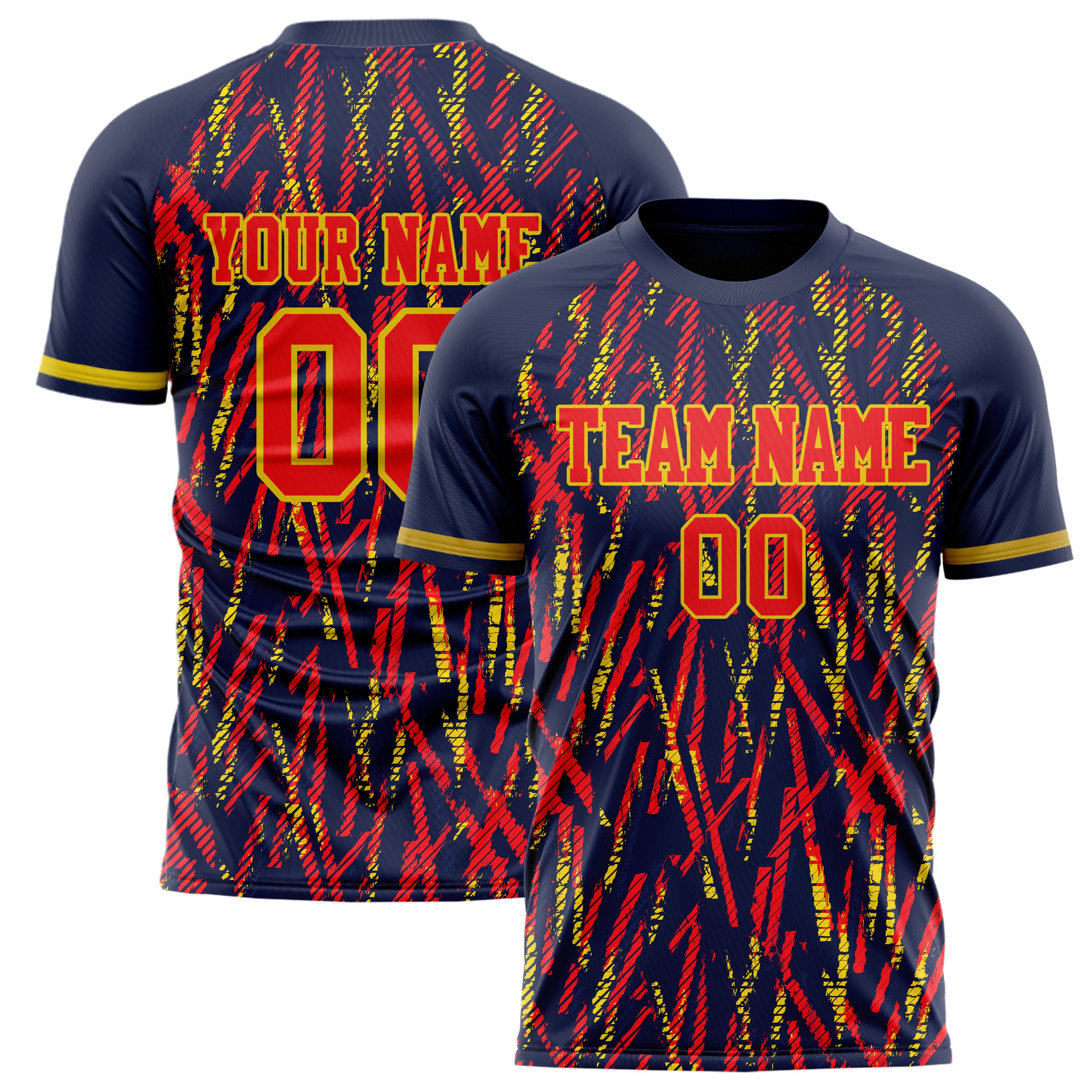 Personalized Navy & Red Pattern Soccer Jersey