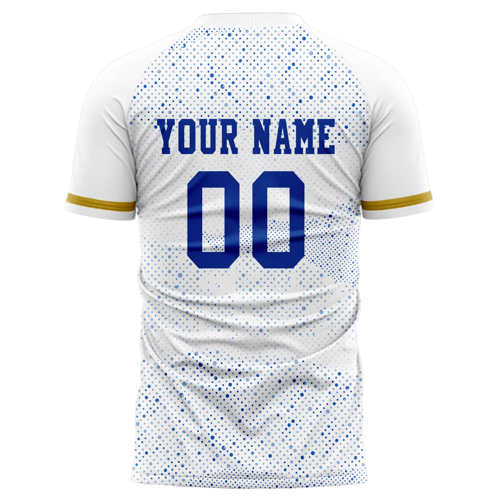 Personalized White & Royal Pattern Soccer Jersey