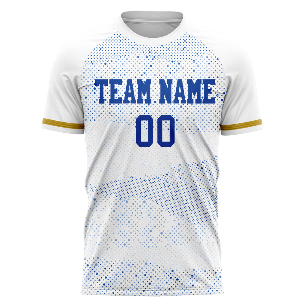 Personalized White & Royal Pattern Soccer Jersey