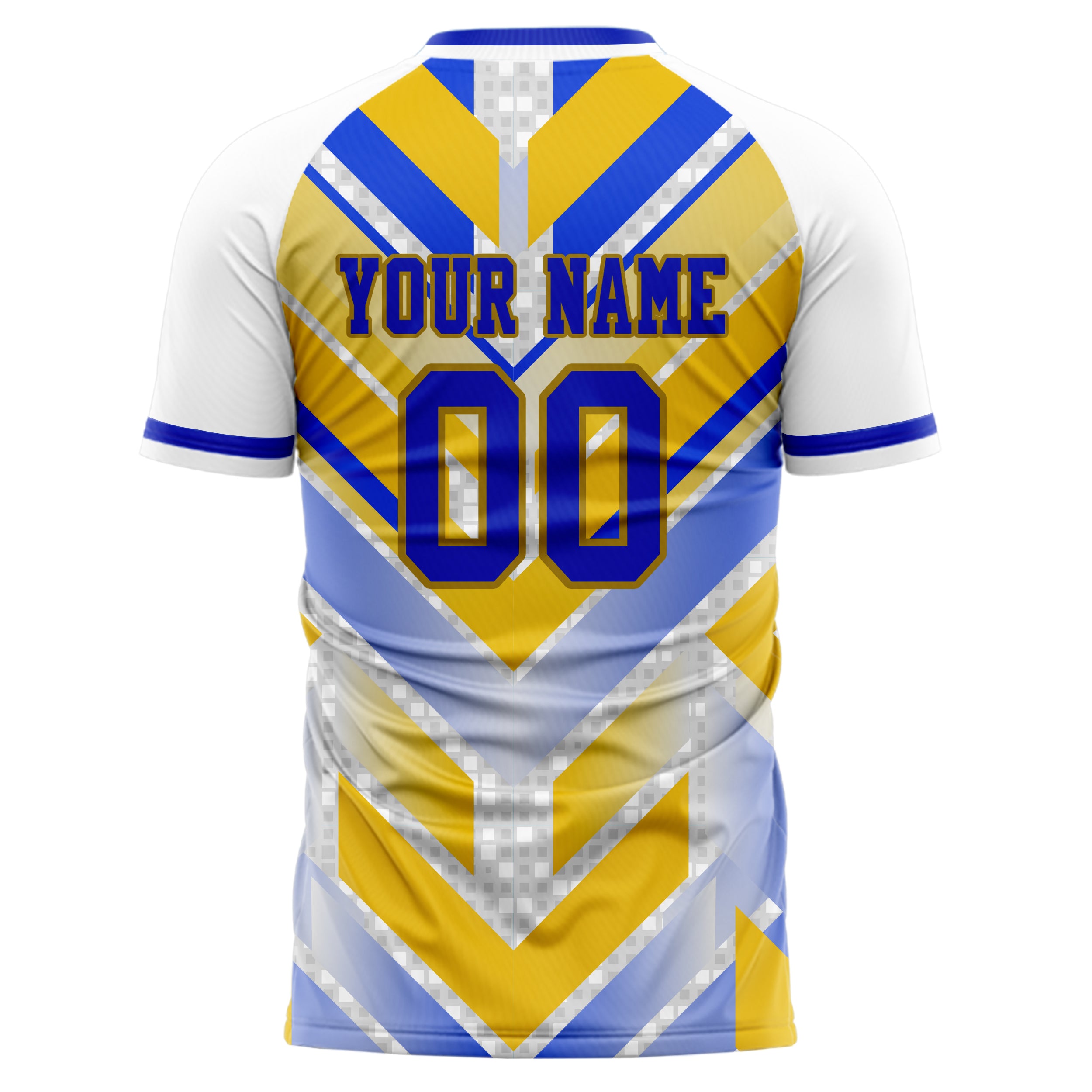 Personalized Blue & Yellow Pattern Soccer Jersey