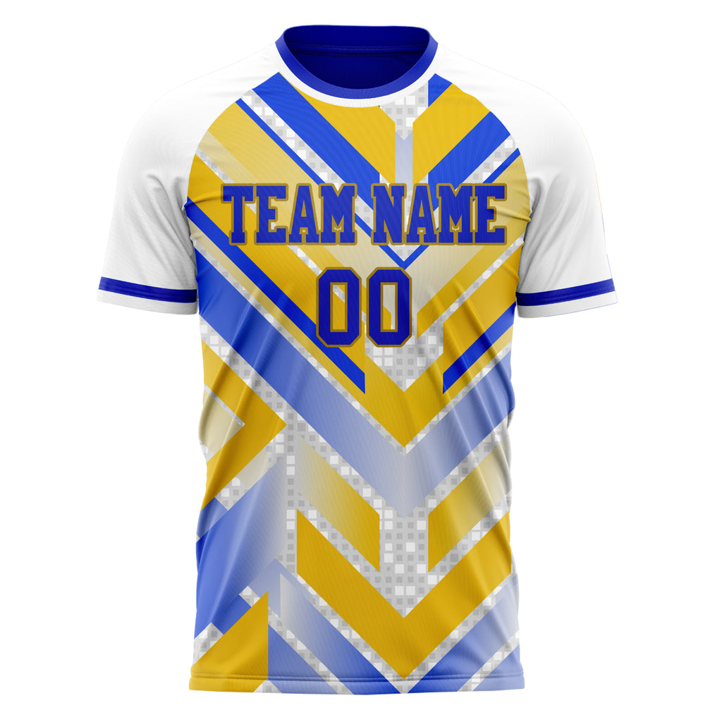 Personalized Blue & Yellow Pattern Soccer Jersey