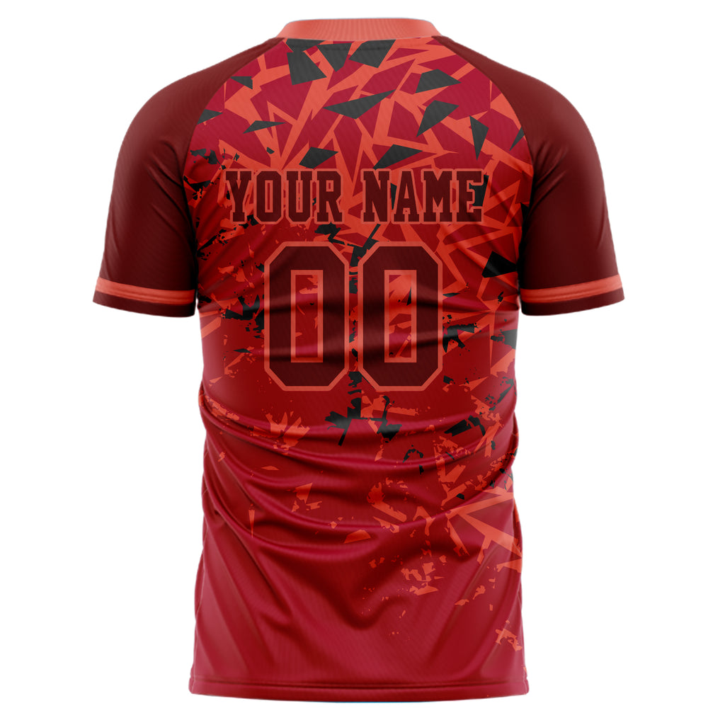 Personalized Red & Black Pattern Soccer Jersey
