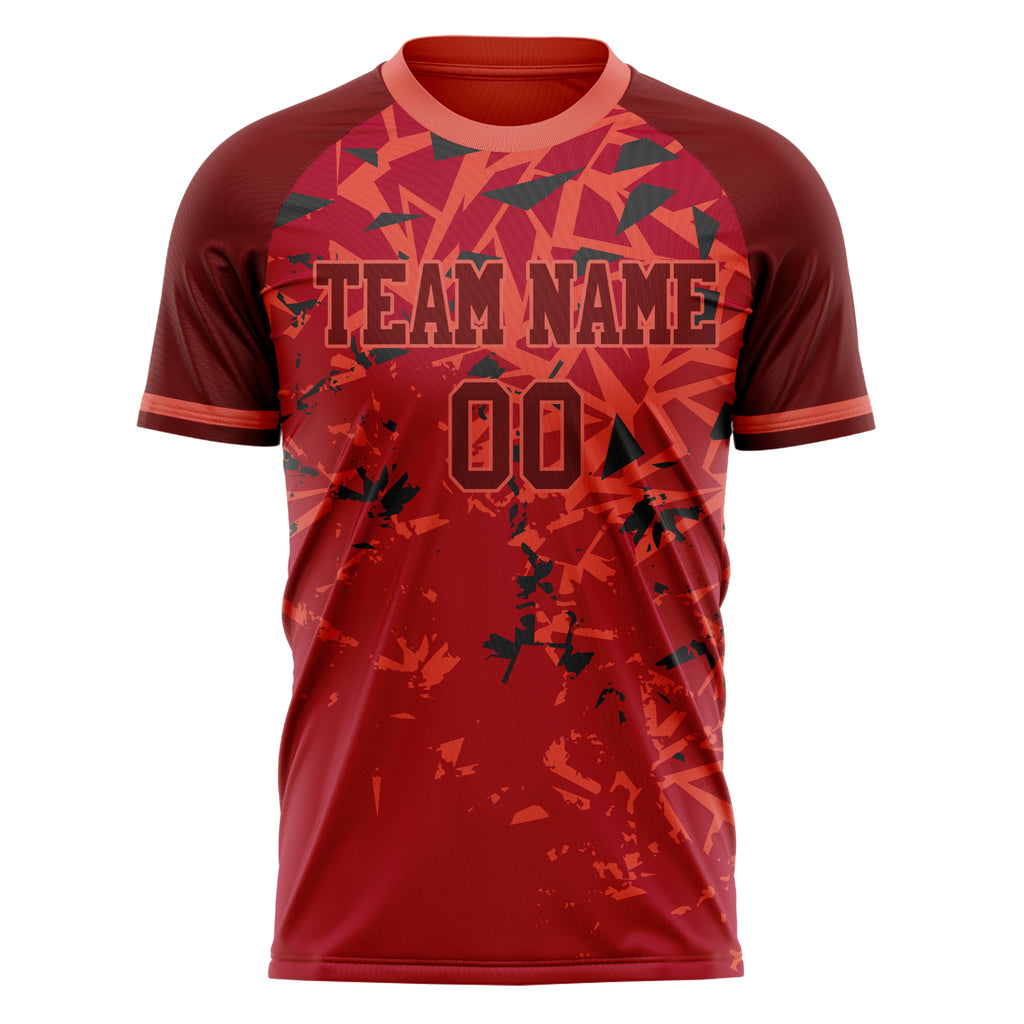 Personalized Red & Black Pattern Soccer Jersey