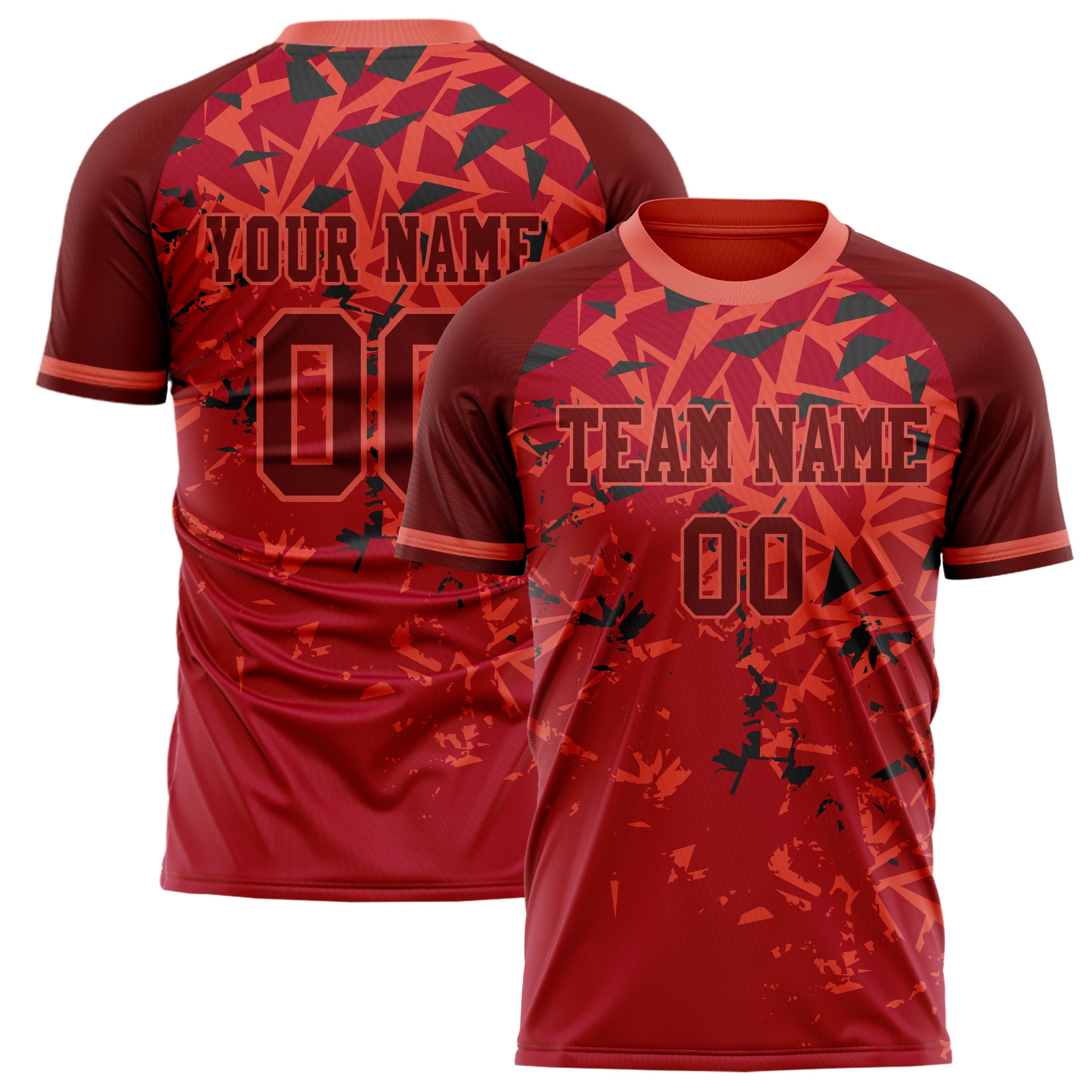 Personalized Red & Black Pattern Soccer Jersey