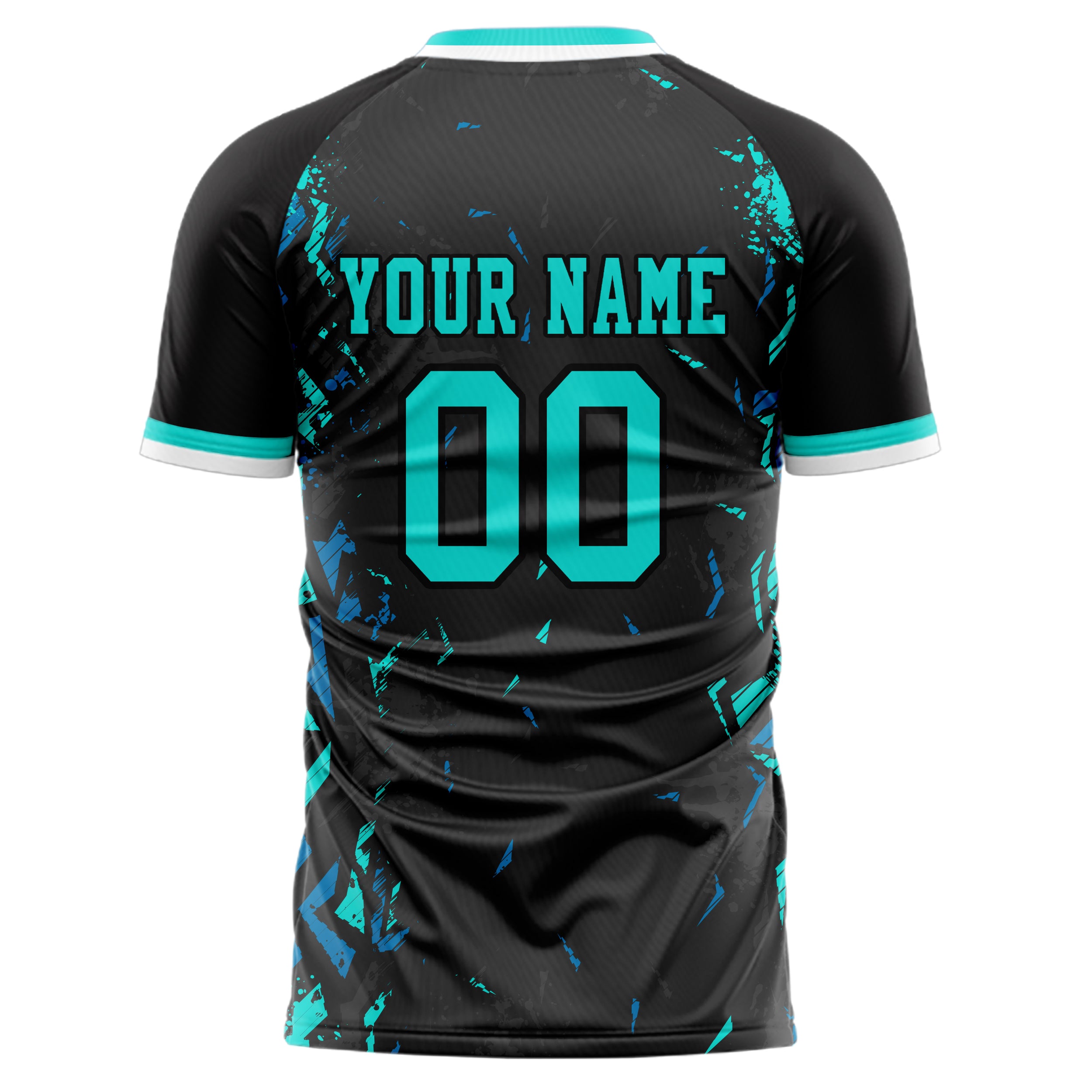 Personalized Black & Teal Pattern Soccer Jersey