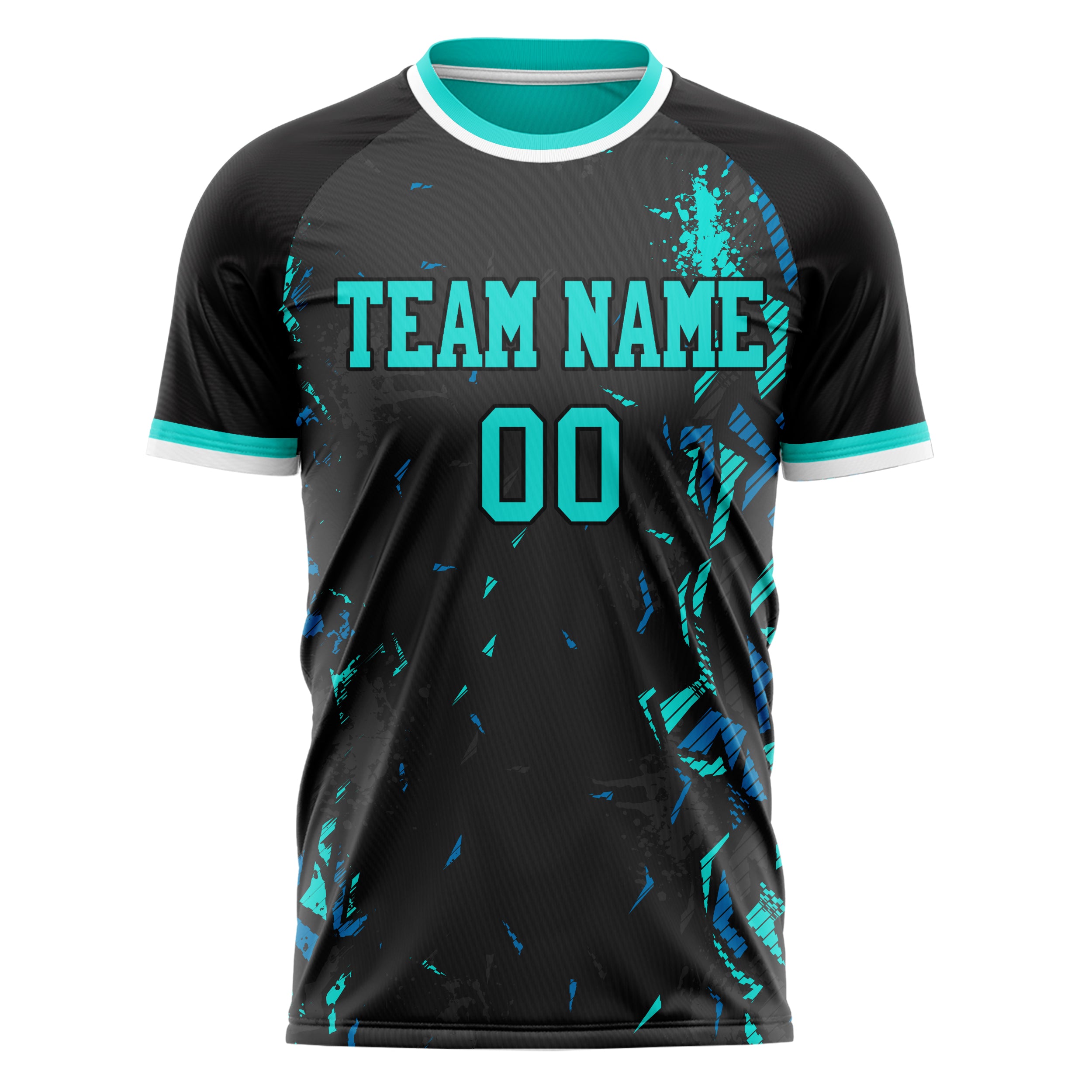 Personalized Black & Teal Pattern Soccer Jersey