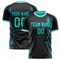 Personalized Black & Teal Pattern Soccer Jersey