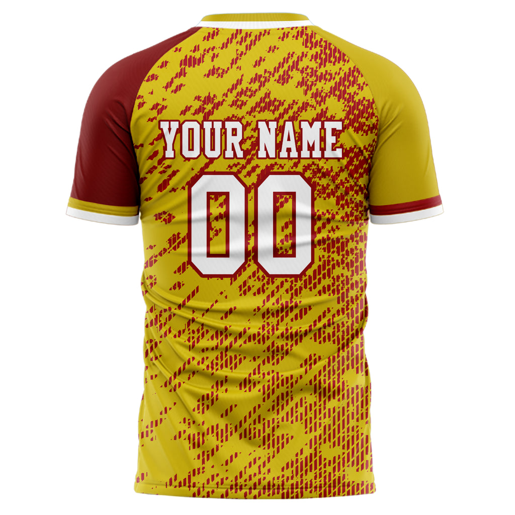 Personalized Gold & Red Pattern Soccer Jersey