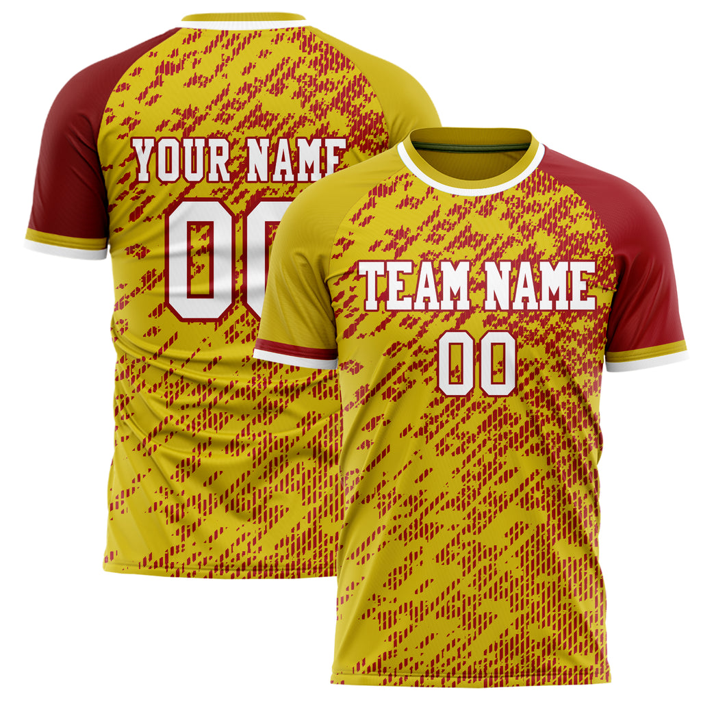 Personalized Gold & Red Pattern Soccer Jersey