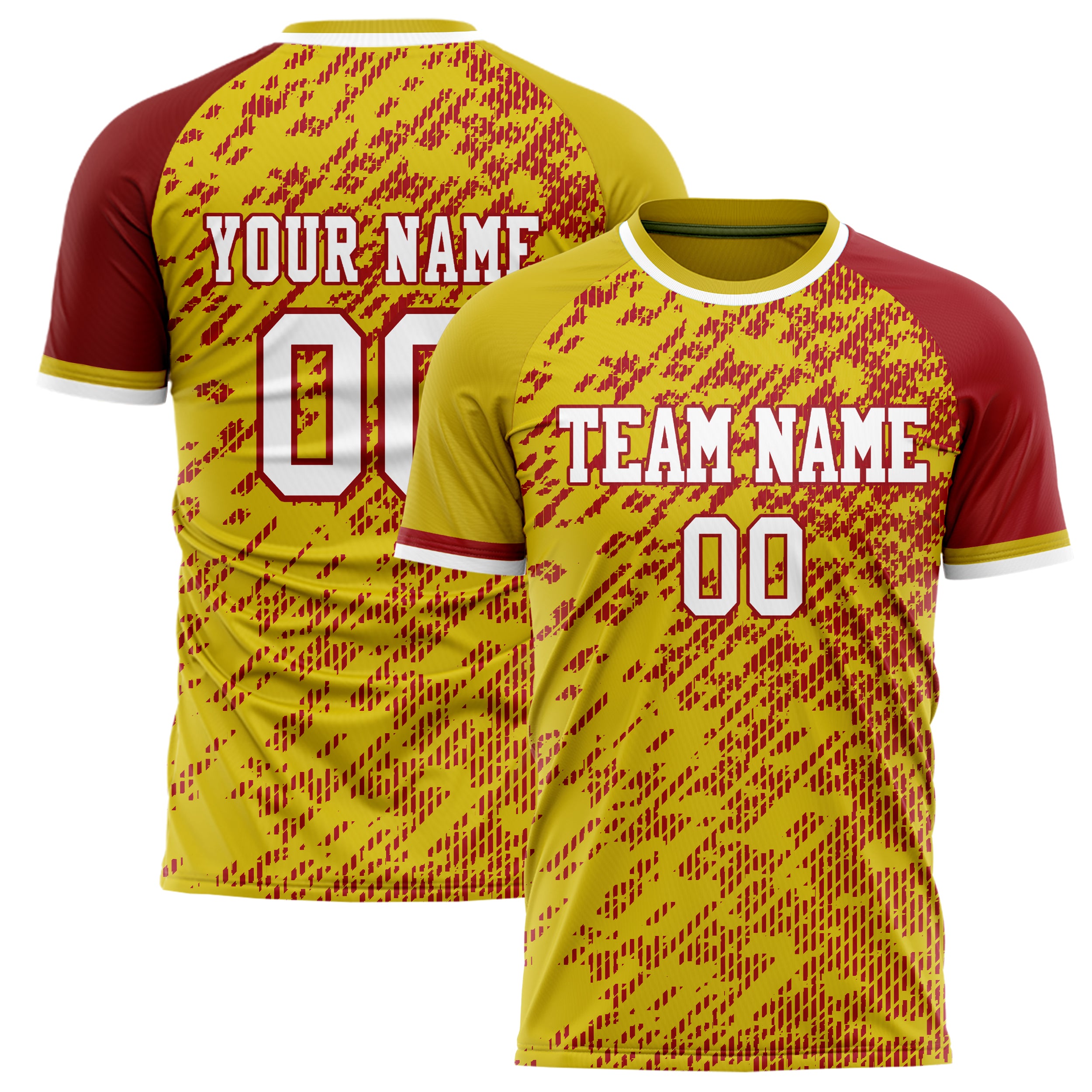 Personalized Gold & Red Pattern Soccer Jersey