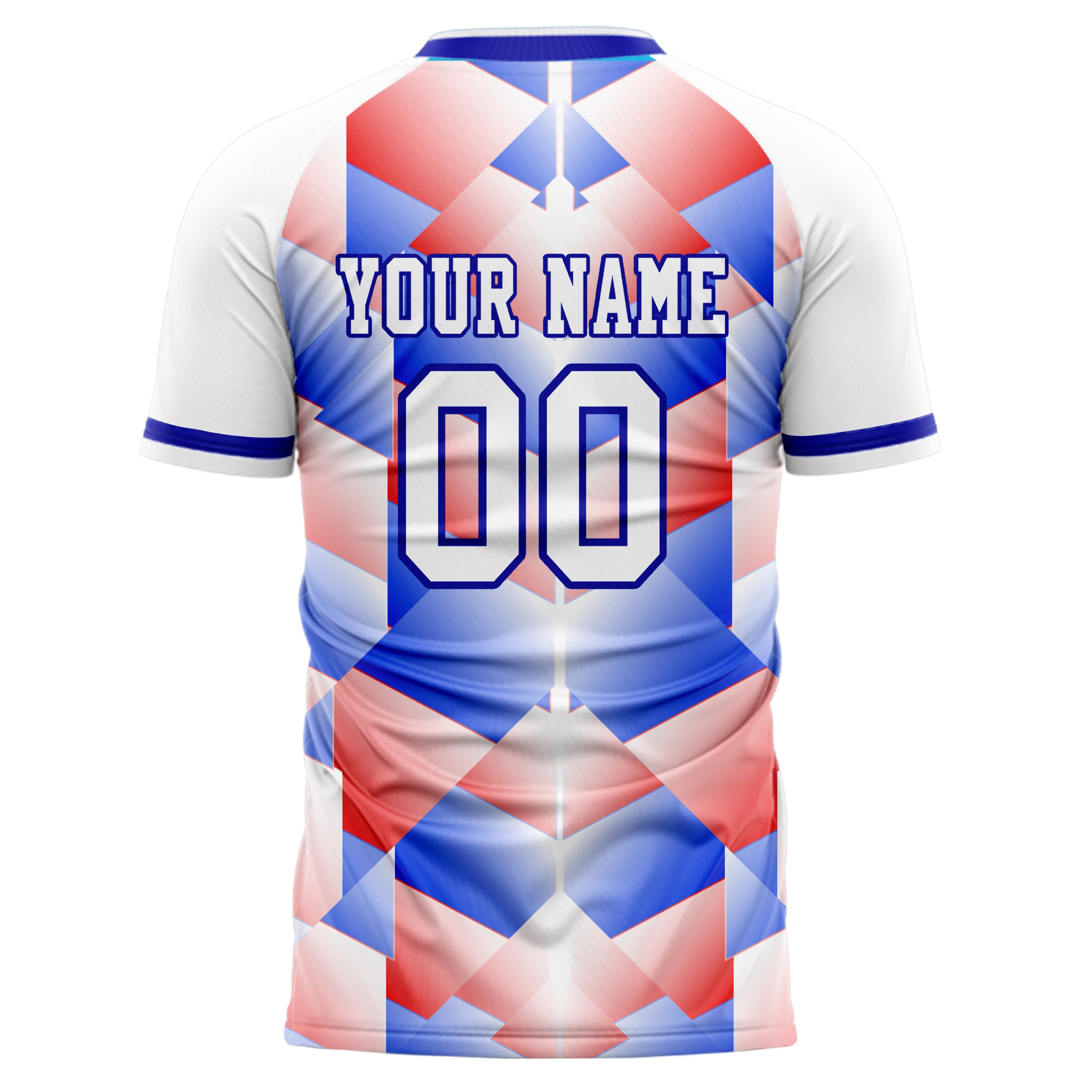 Personalized White & Blue Pattern Soccer Jersey