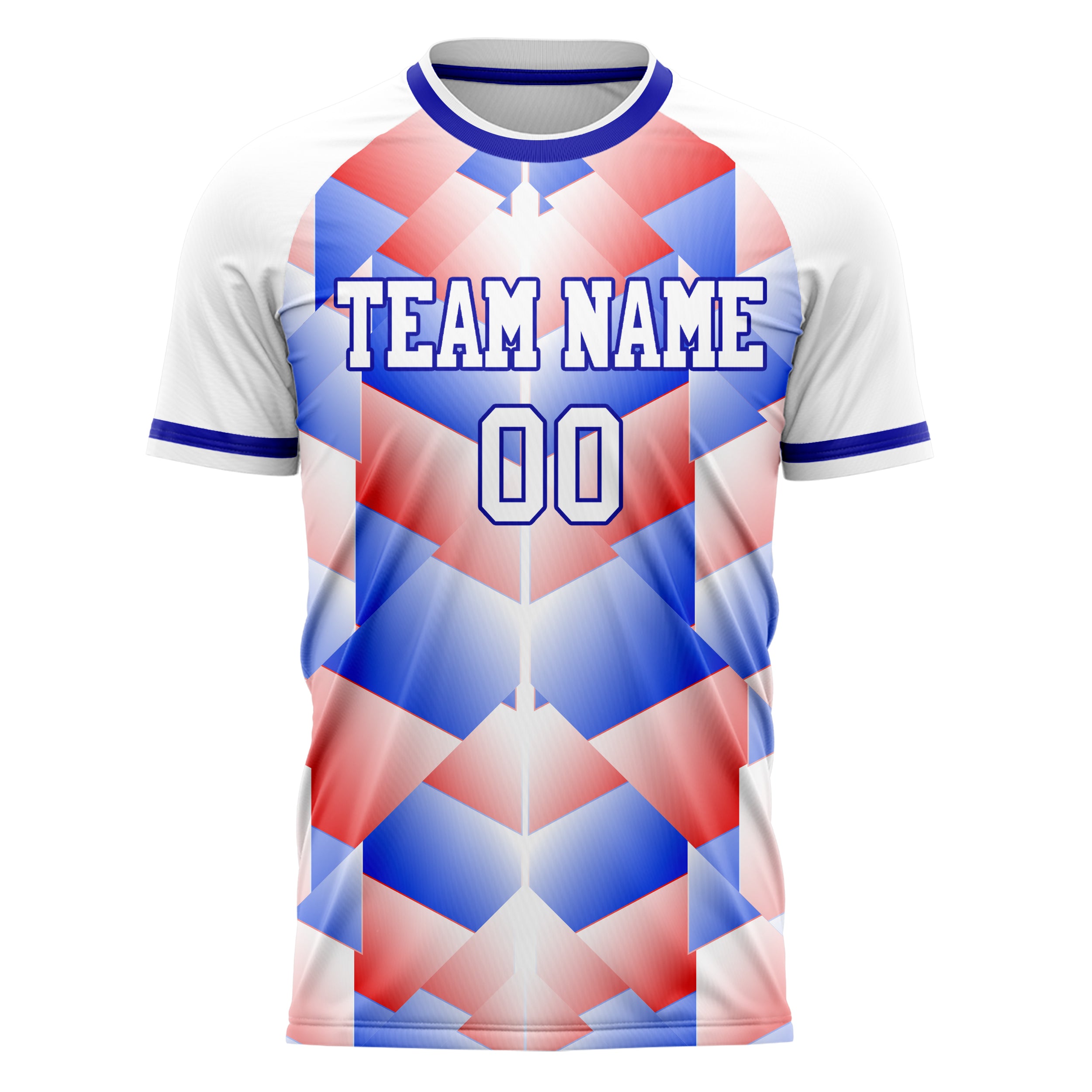 Personalized White & Blue Pattern Soccer Jersey