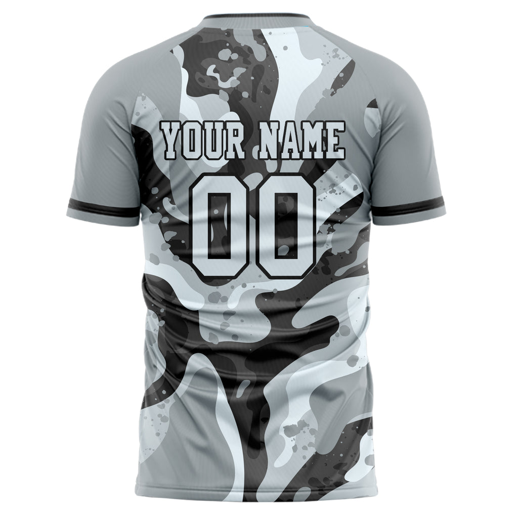 Personalized Gray & Black Pattern Soccer Jersey