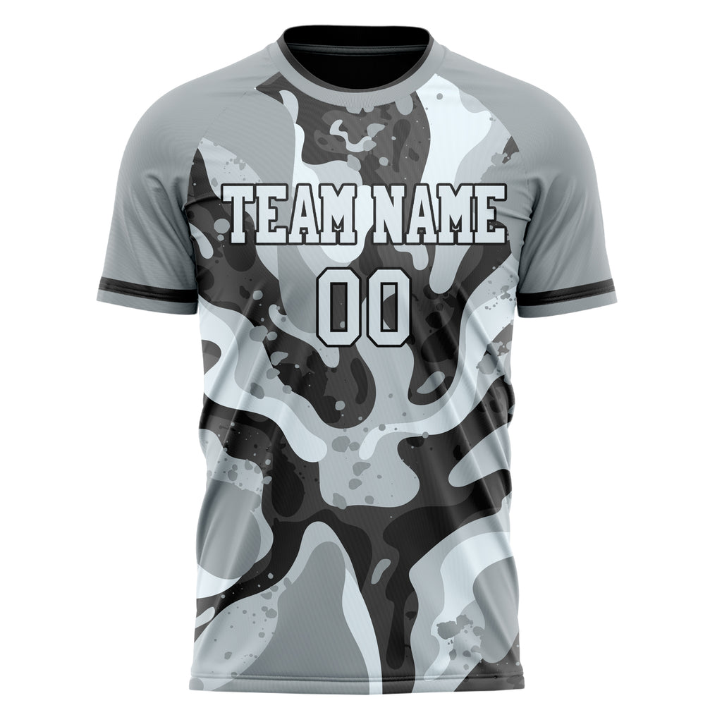 Personalized Gray & Black Pattern Soccer Jersey