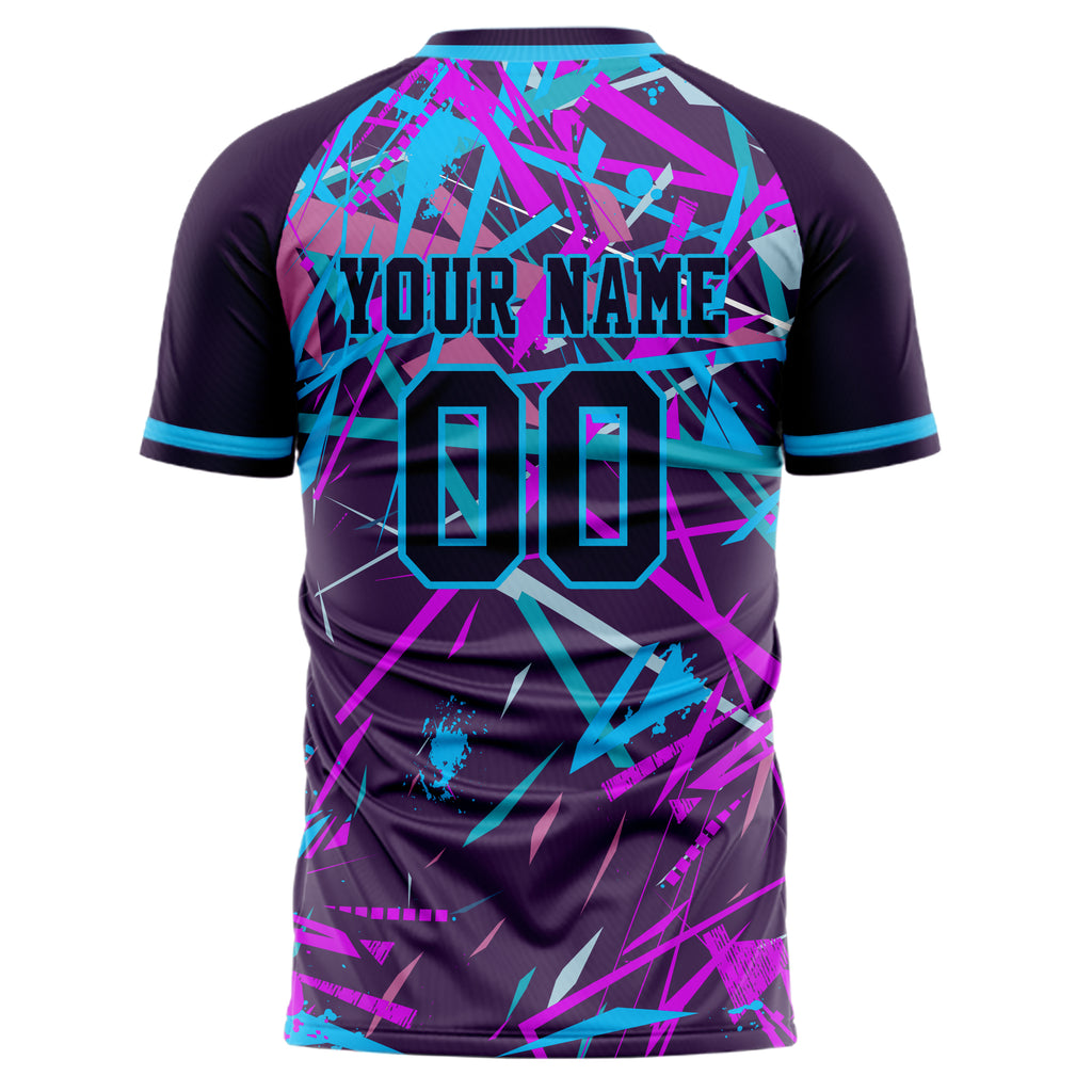 Personalized Purple & Light Blue Pattern Soccer Jersey