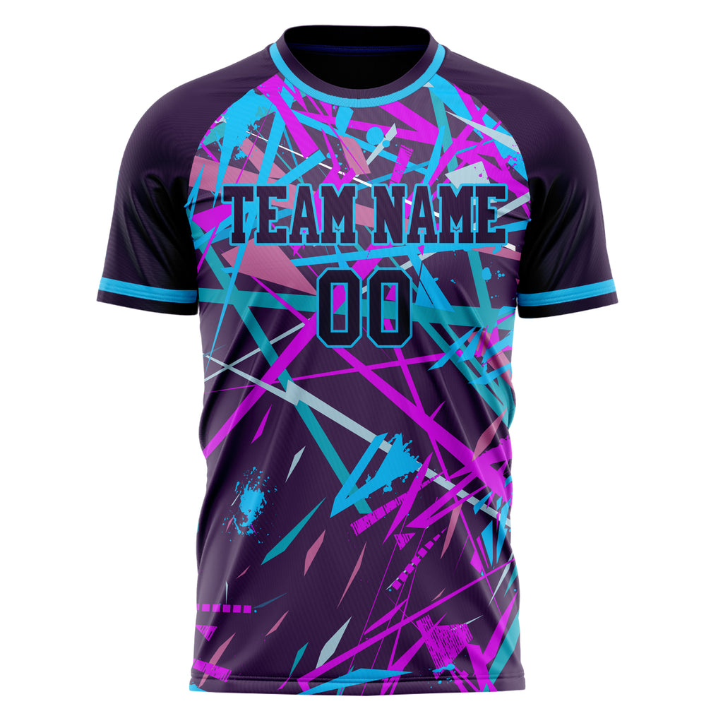 Personalized Purple & Light Blue Pattern Soccer Jersey