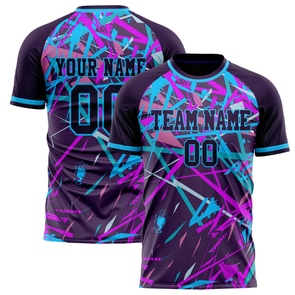 Personalized Purple & Light Blue Pattern Soccer Jersey