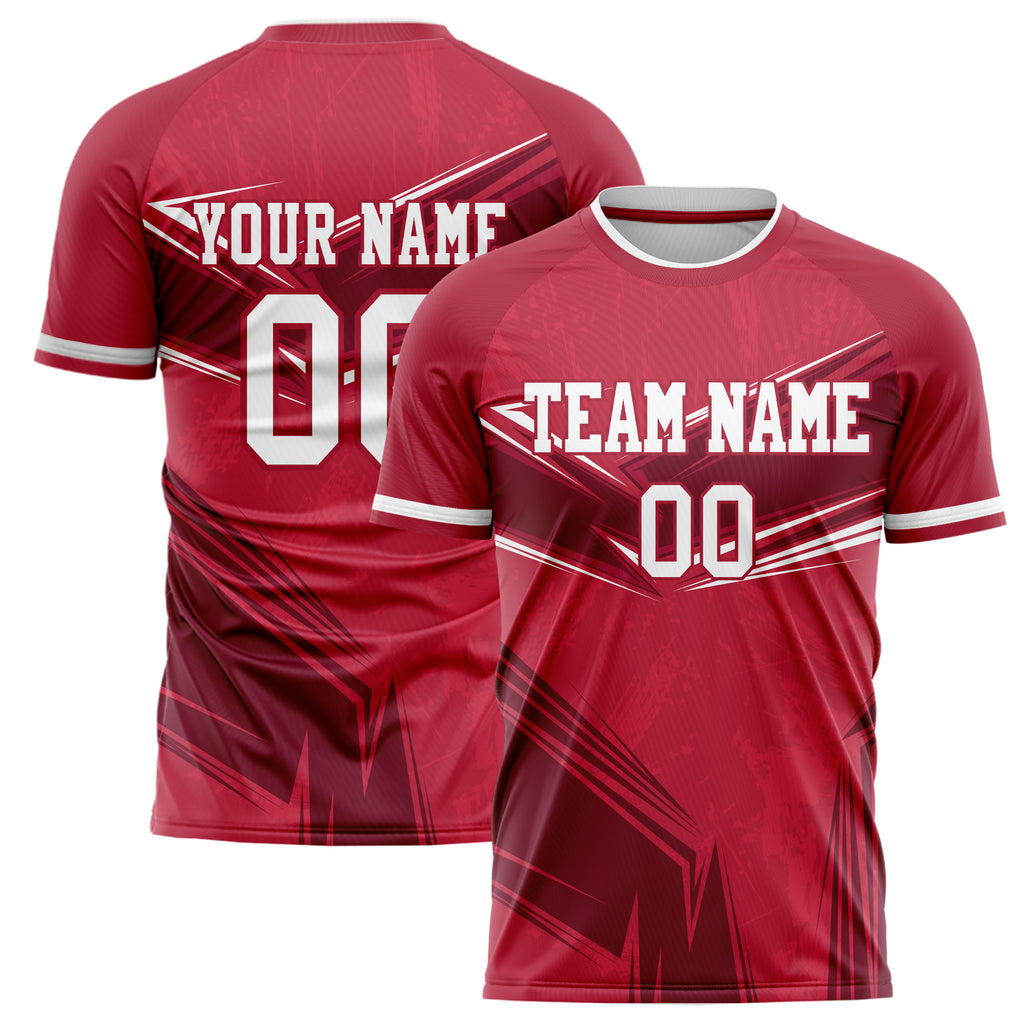 Personalized Red & White Pattern Soccer Jersey