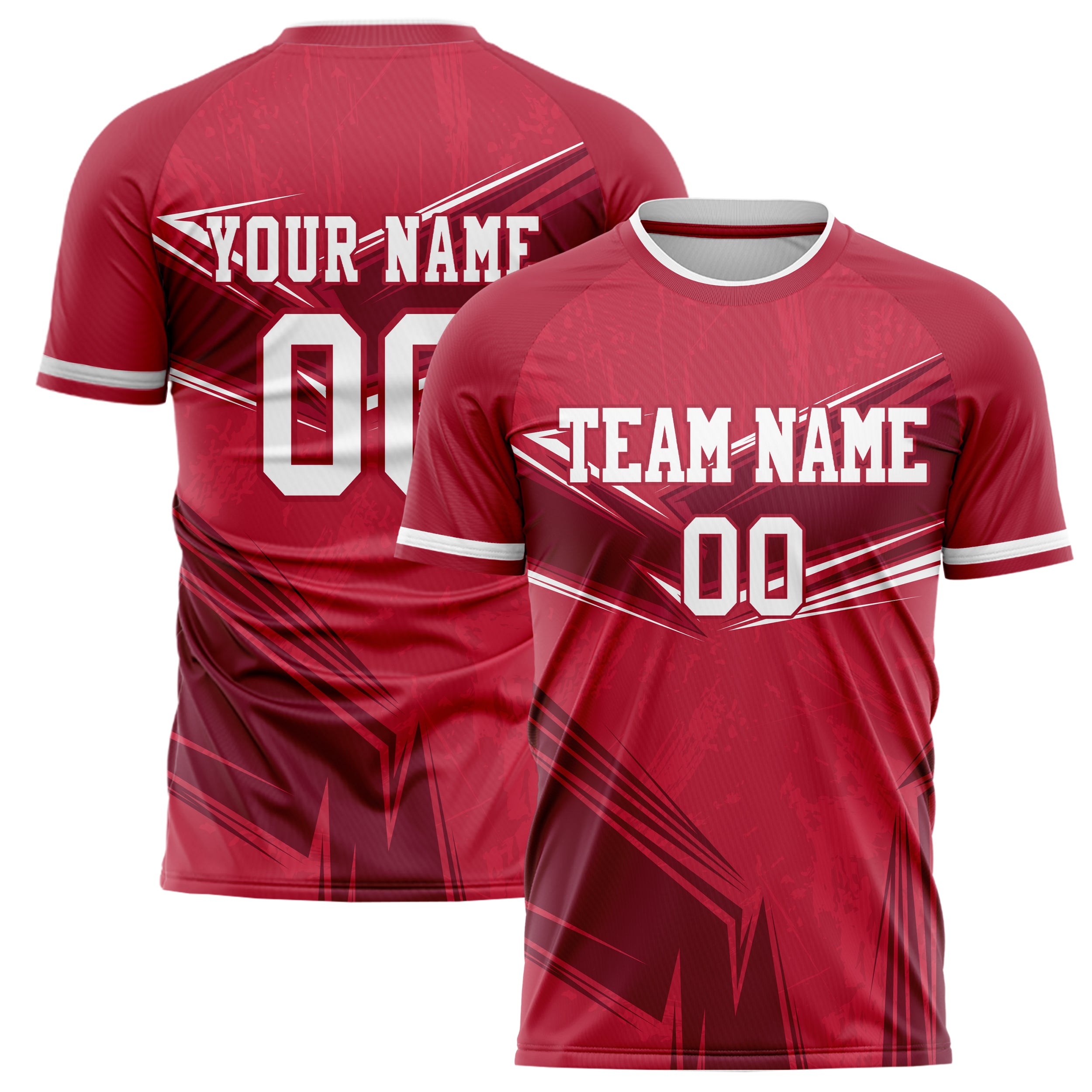 Personalized Red & White Pattern Soccer Jersey