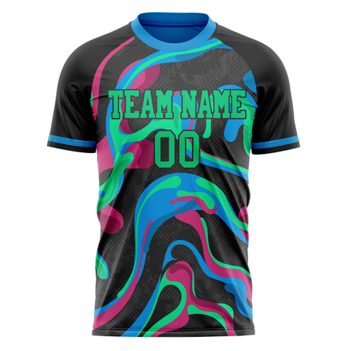 Personalized Black & Kelly Green Pattern Soccer Jersey